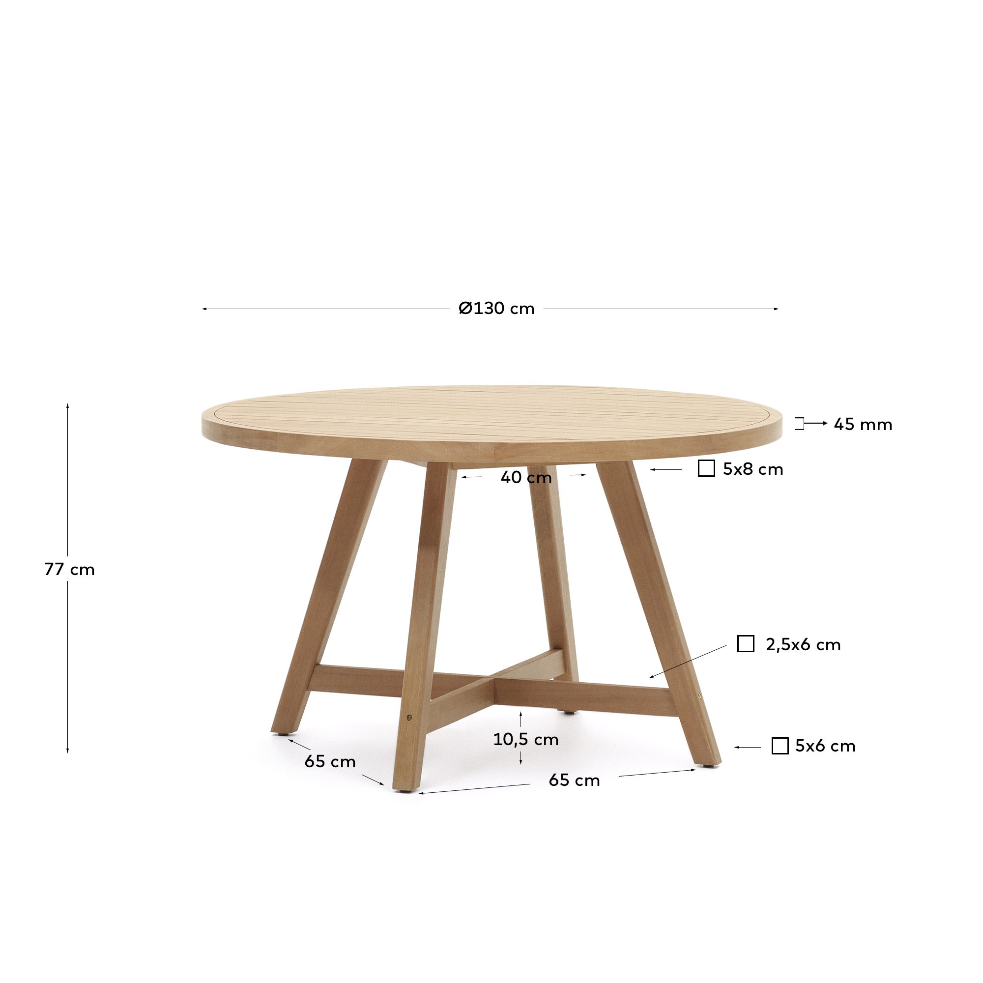 Der Urgell runde Tisch (Ø 130 cm) aus massivem Eukalyptus vereint Langlebigkeit und modernes Design für Ihren Garten. Perfekt für gesellige Stunden im Freien!