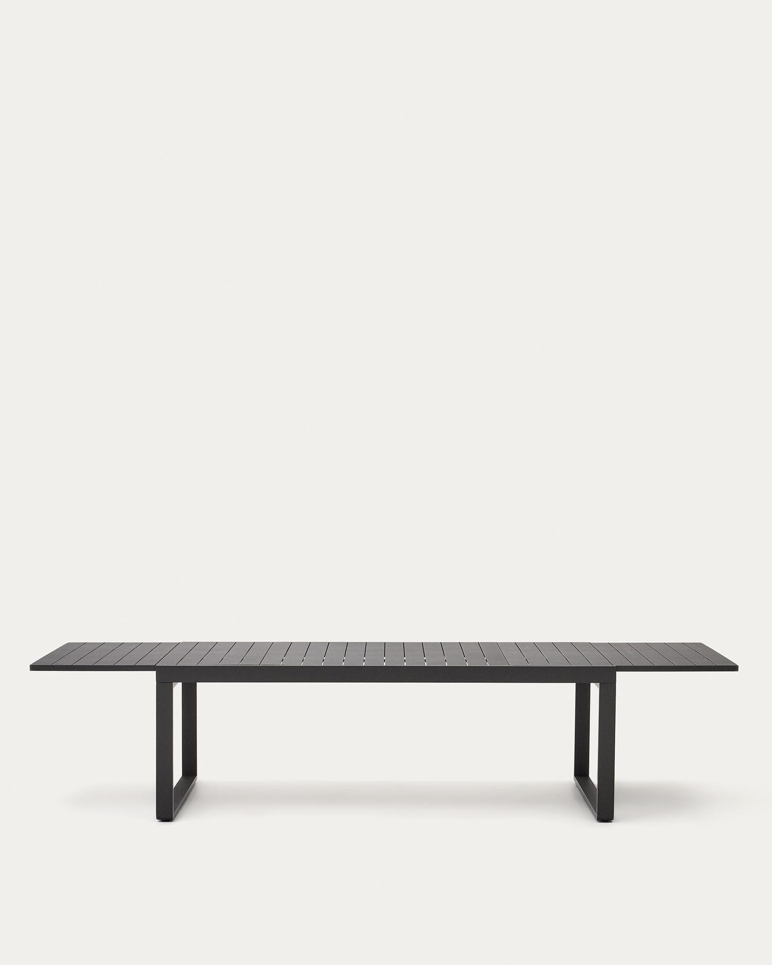 Eleganter, ausziehbarer Gartentisch aus Aluminium in Dunkelgrau, 220-340 x 100 cm, perfekt für moderne Aussenbereiche.