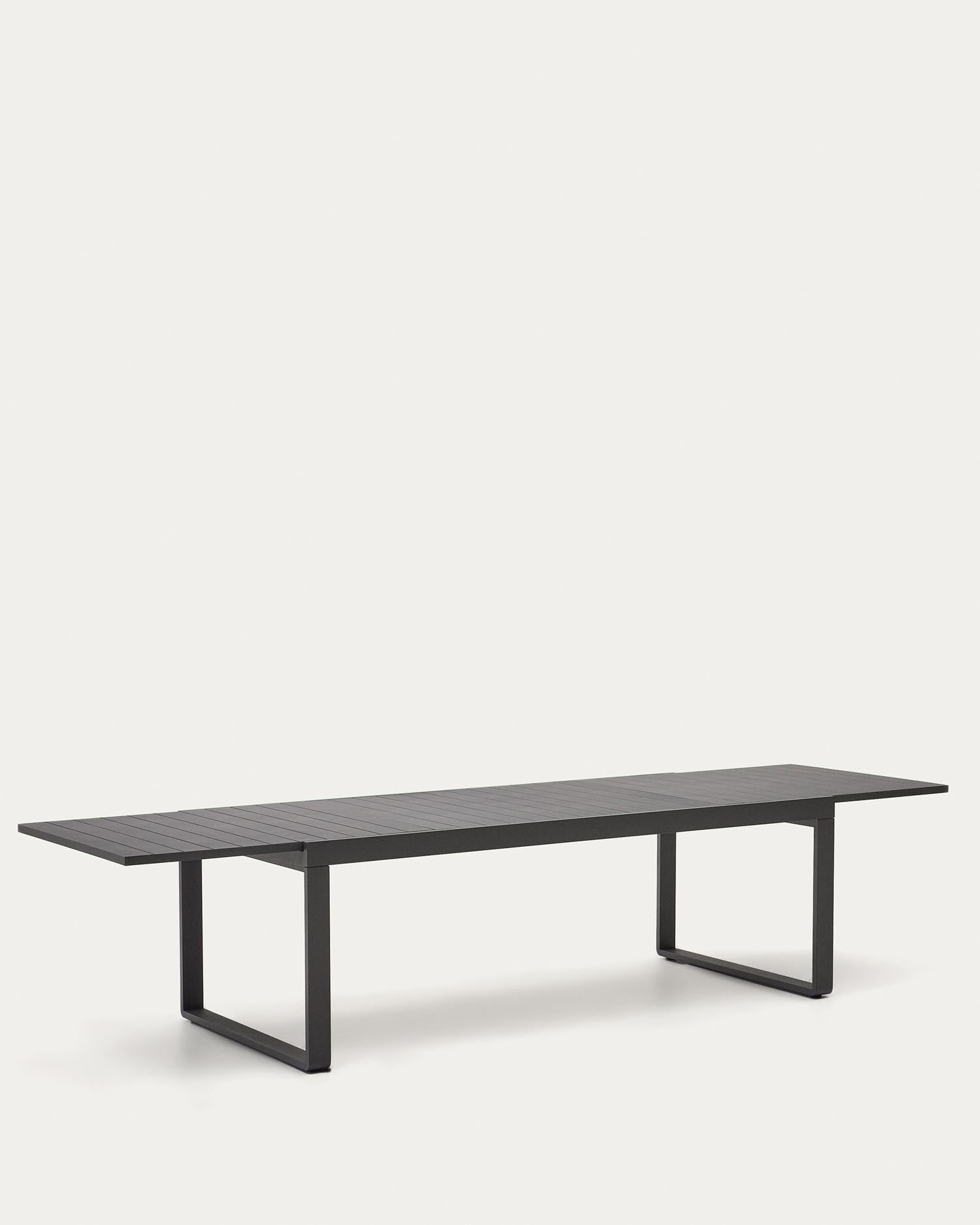Moderner Aluminium-Gartentisch, ausziehbar von 220 auf 340 cm, dunkelgrau, stilvoll und perfekt für zeitgemässe Aussenbereiche.