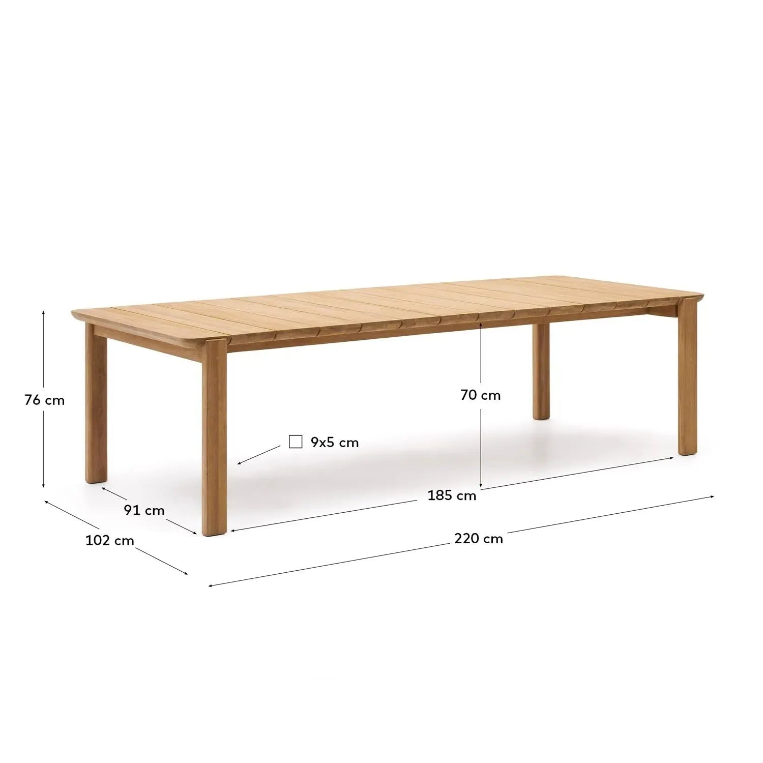 Icaro Esstisch aus FSC-zertifiziertem Teakholz, 220x102 cm, von Kave Home. Stilvoll, nachhaltig und perfekt für Ihr Esszimmer.