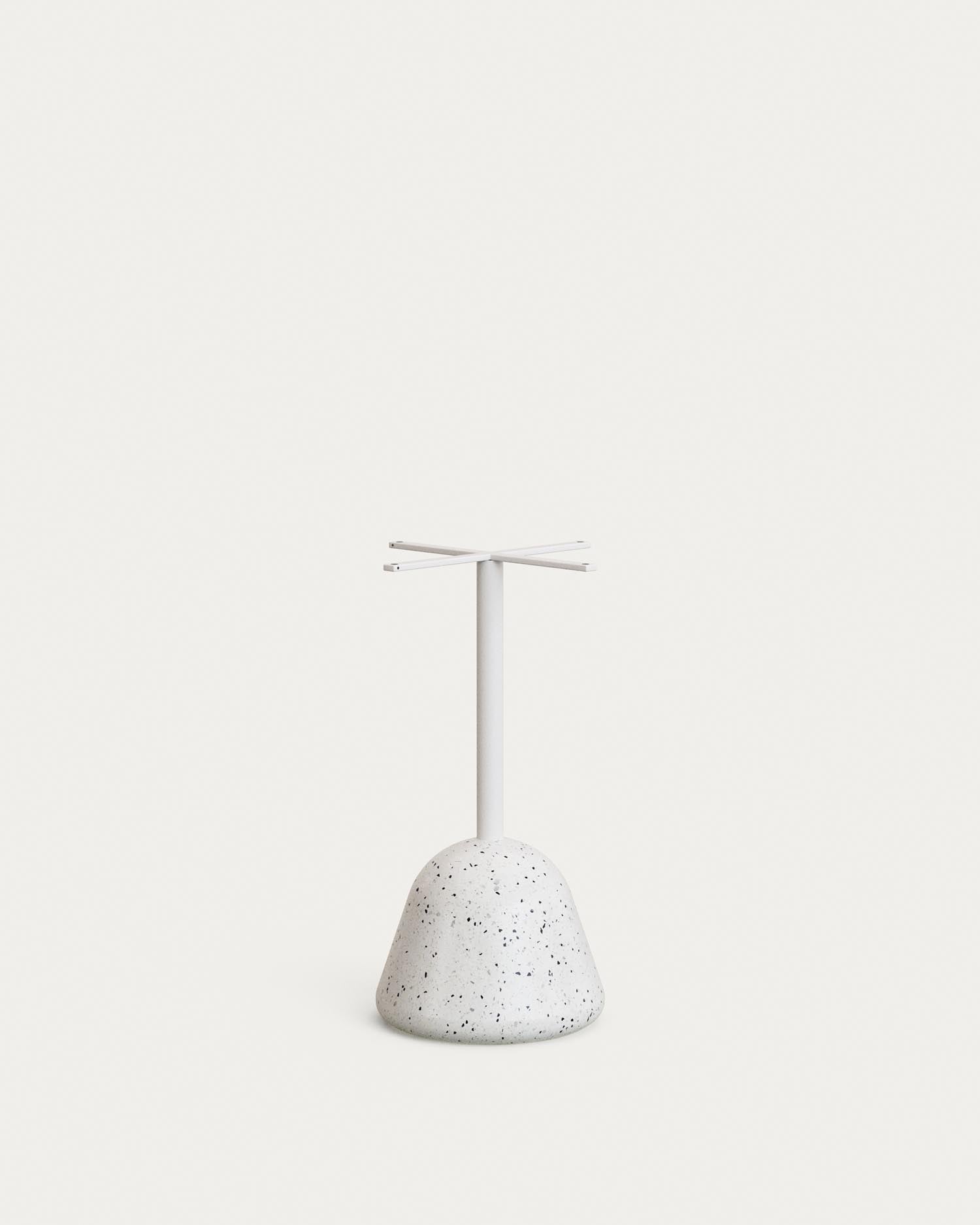 Moderner Saura Tisch aus weißem Terrazzo, 75 cm hoch, Ø70 cm, ideal für stilvolle Innen- und Außenbereiche.