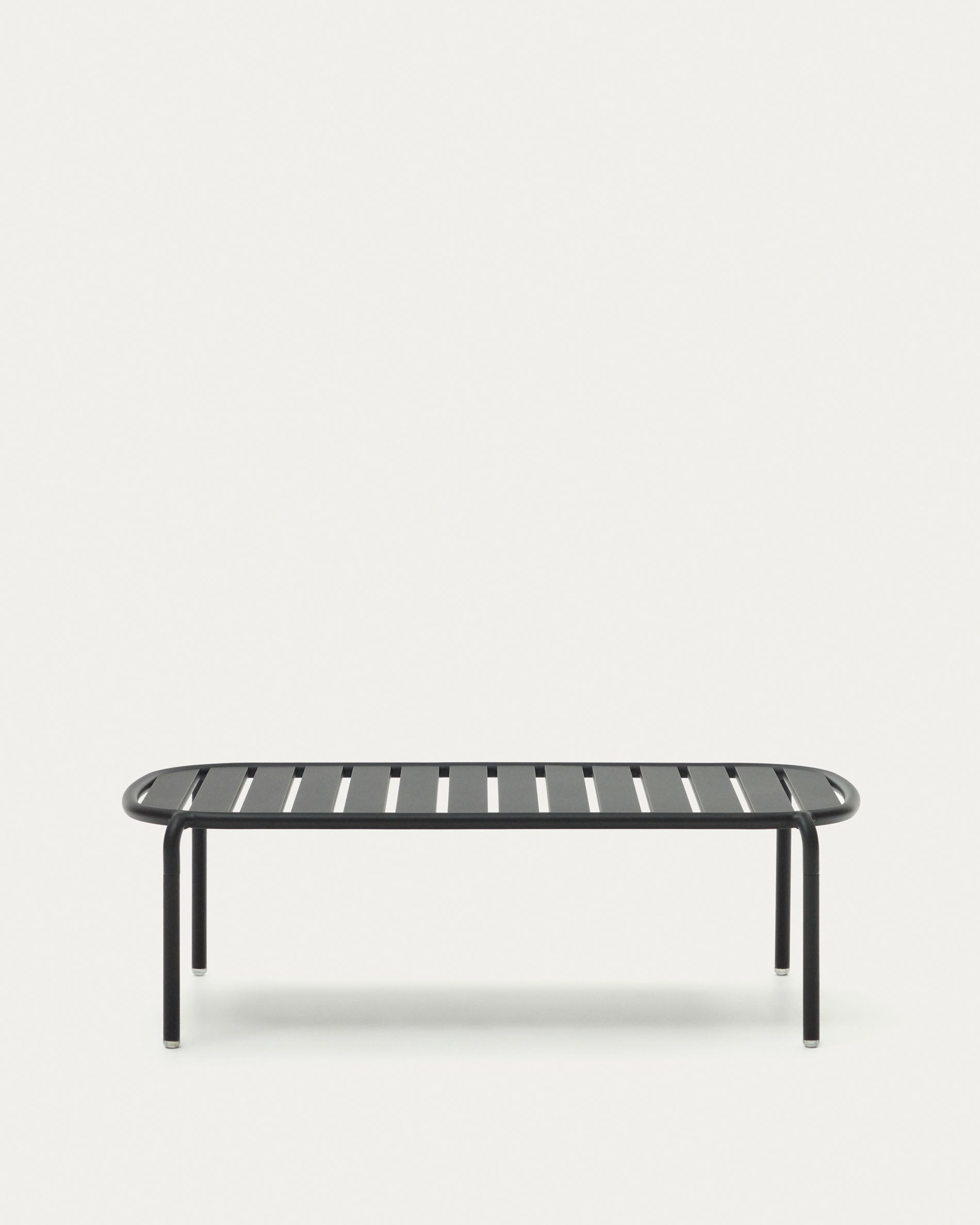 Eleganter Gartencouchtisch Joncols aus Aluminium, Ø 110 x 62 cm, grau. Robust, leicht, inspiriert von Natur, ideal für Outdoor.