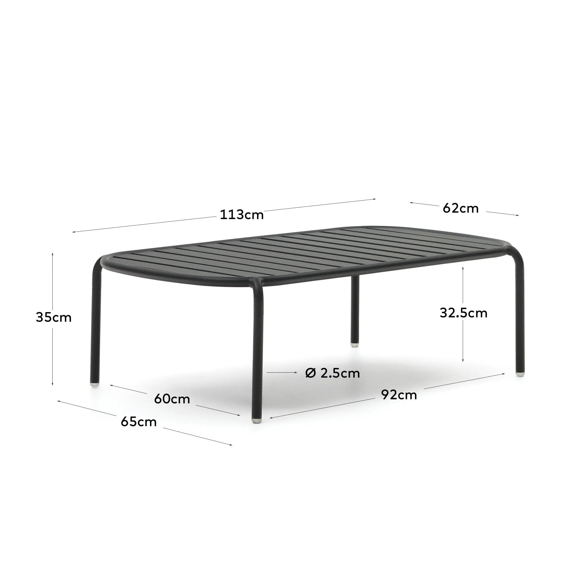 Eleganter Gartencouchtisch Joncols aus Aluminium in Grau, Ø 110 x 62 cm, perfekt für moderne Terrassen und Gärten.