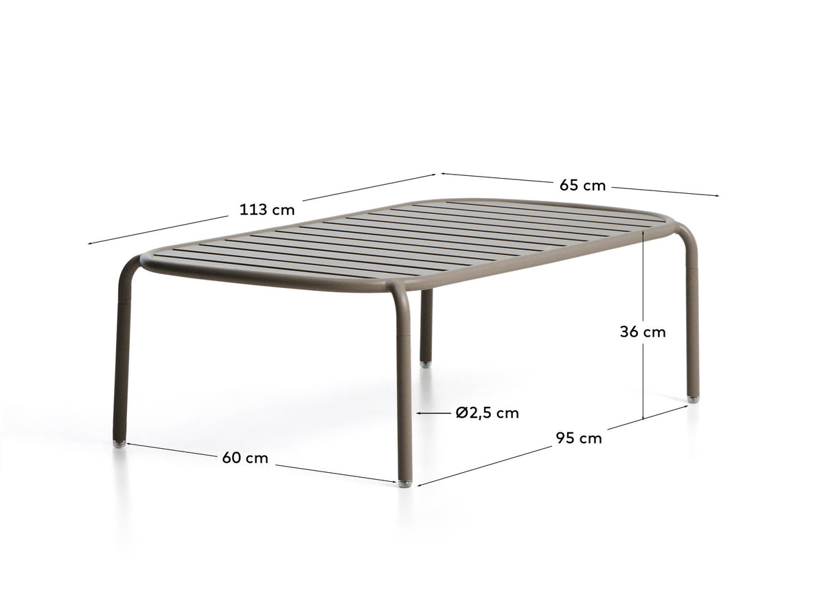 Outdoor-Couchtisch Joncols aus Aluminium mit taupefarbener Lackierung, Ø 113 x 65 cm in Taupe präsentiert im Onlineshop von KAQTU Design AG. Loungetisch ist von Kave Home