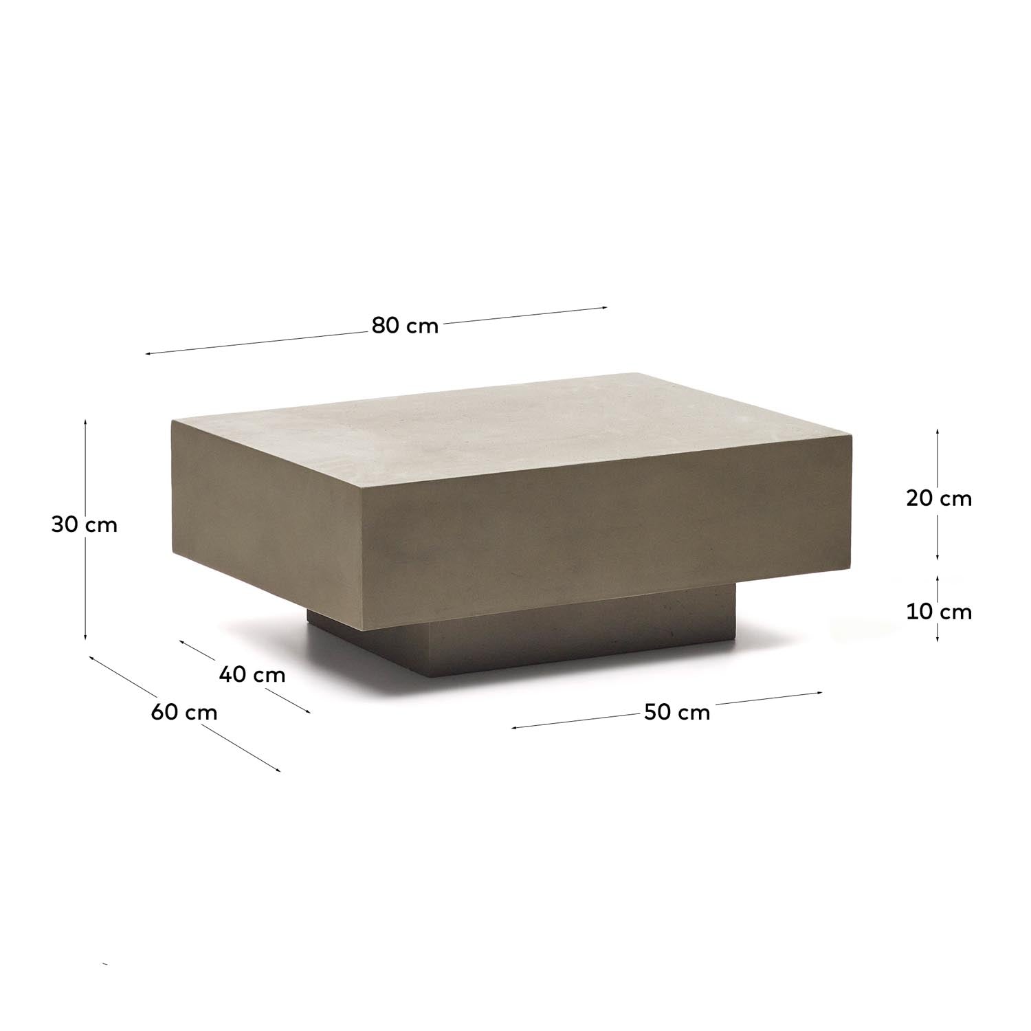 Rustella Couchtisch: Stilvoller Zementtisch 80 x 60 cm für moderne und klassische Wohnräume. Wetterfest und pflegeleicht für drinnen und draußen.