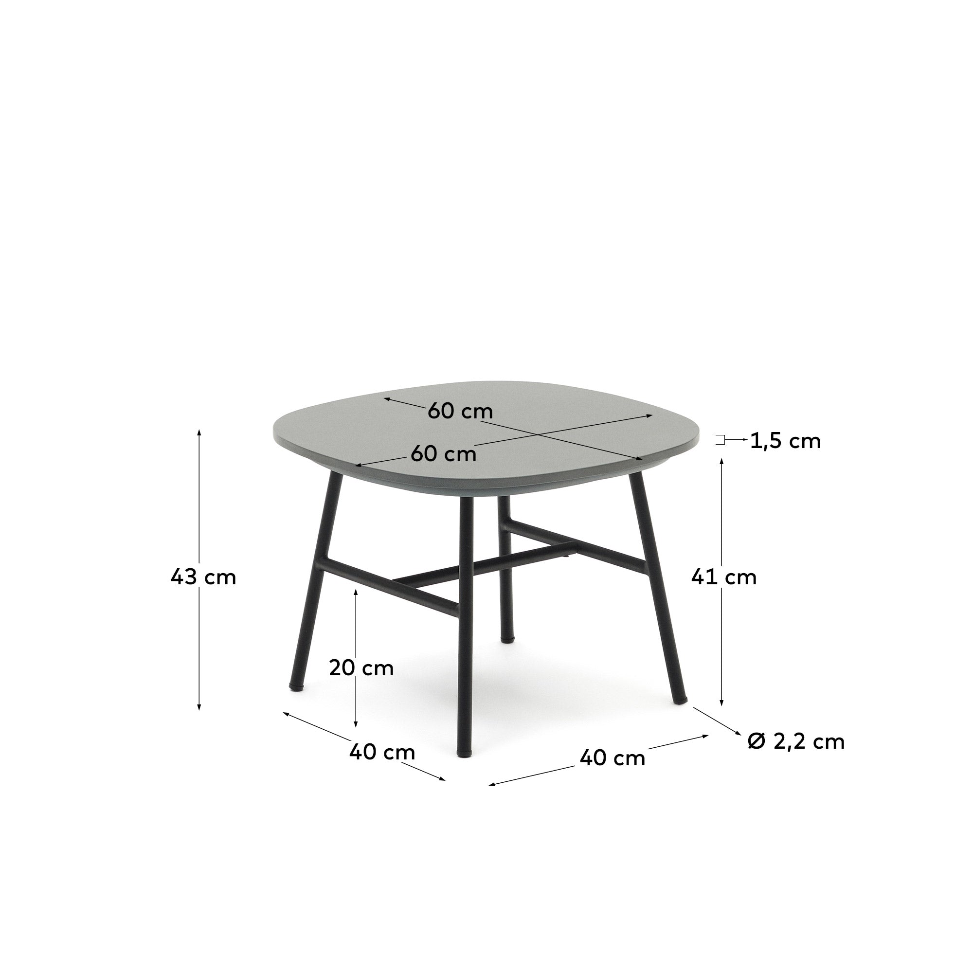 Der Bramant Beistelltisch von Kave Home vereint robusten Stahl mit edlem Holz, ideal für stilvolle Außenbereiche.