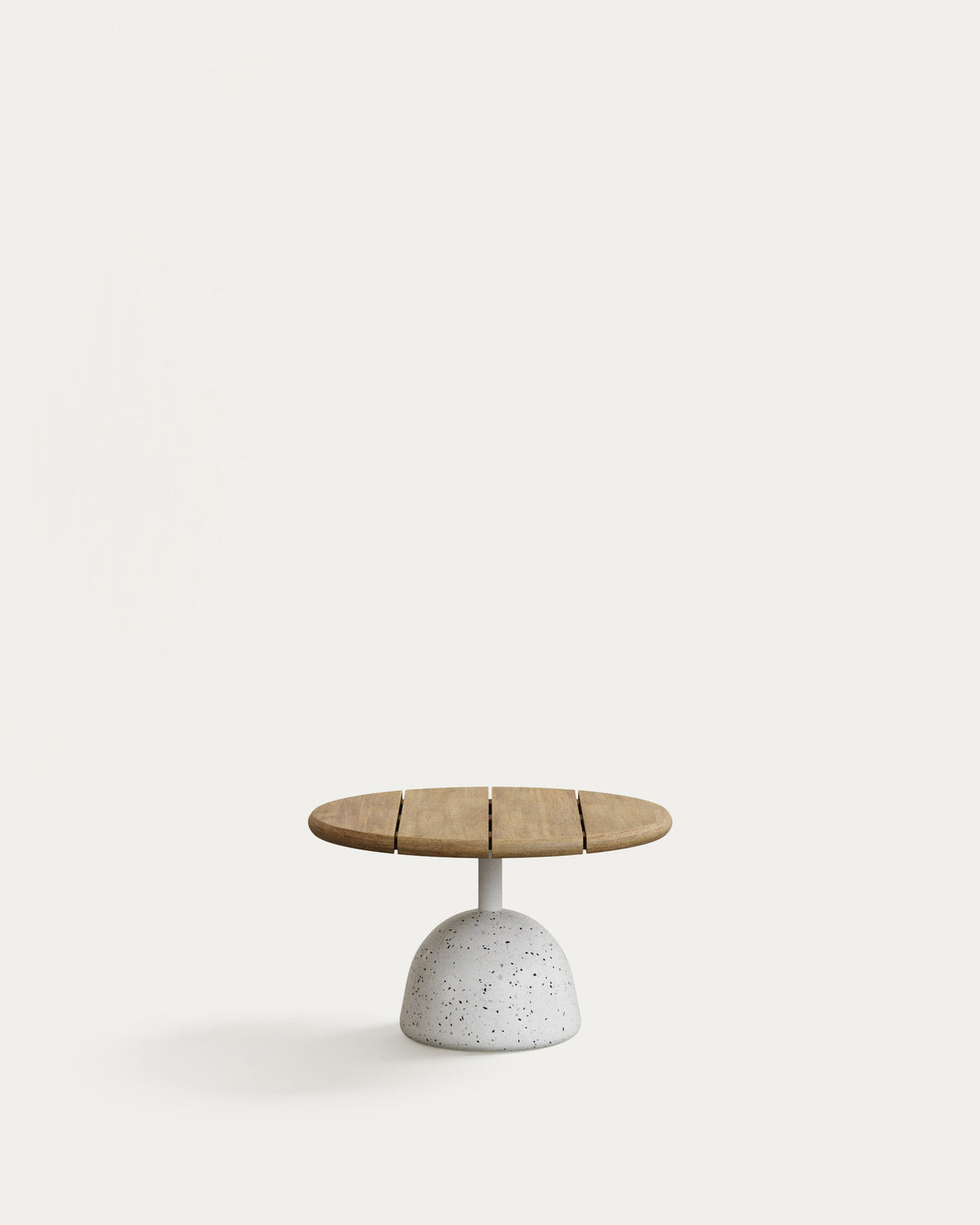 Tavolino Saura piano in terrazzo bianco legno di acacia naturale 32 x Ø55 cm