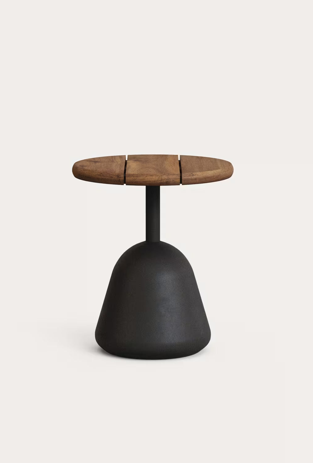 Saura Couchtisch mit Akazienplatte in Walnuss-Finish und schwarzem Zementfuß Ø43x48cm