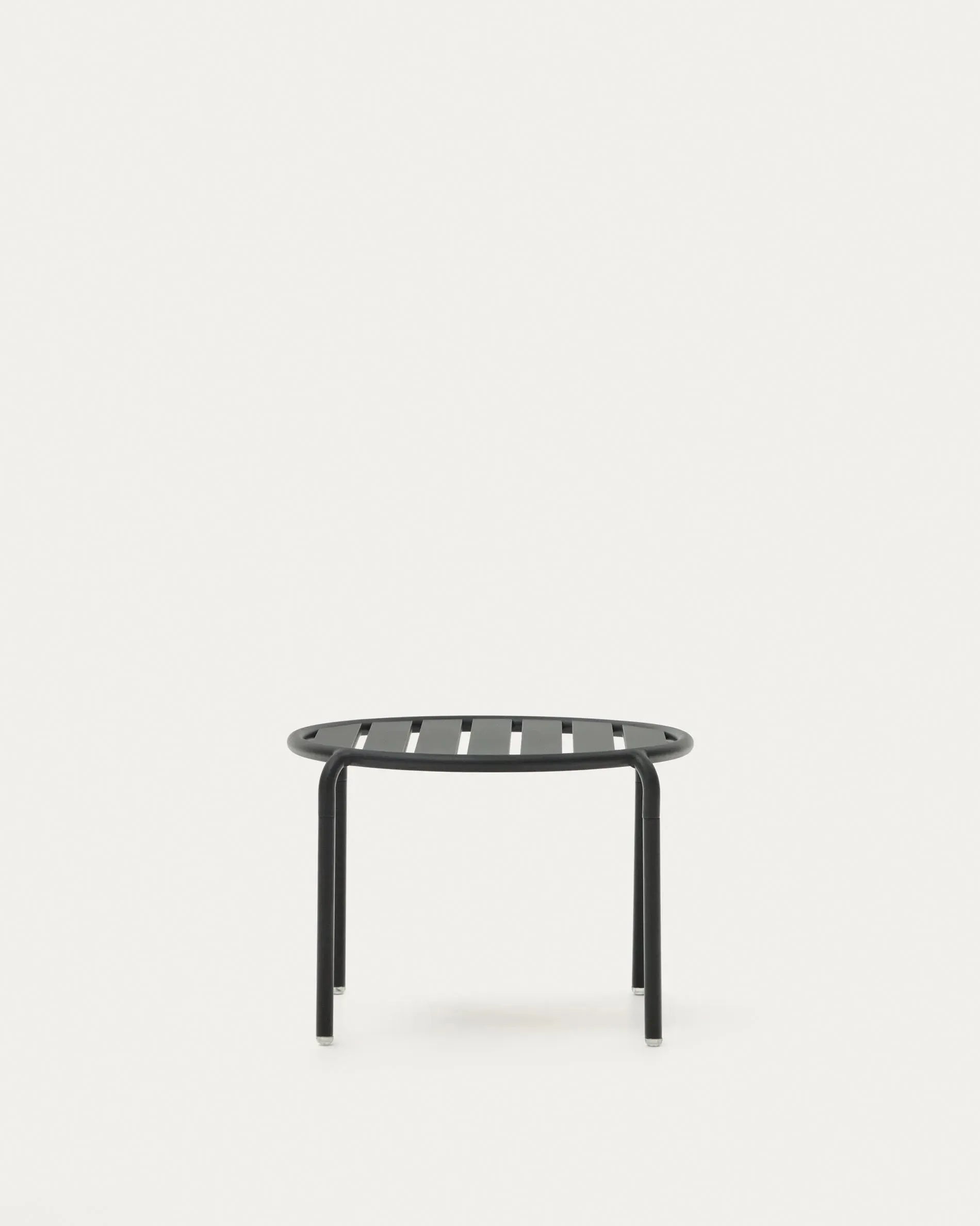 Moderner Gartenbeistelltisch Joncols, Aluminium, graues Finish, Ø 60 cm. Ideal für stilvolle Außenbereiche, robust und wetterfest.