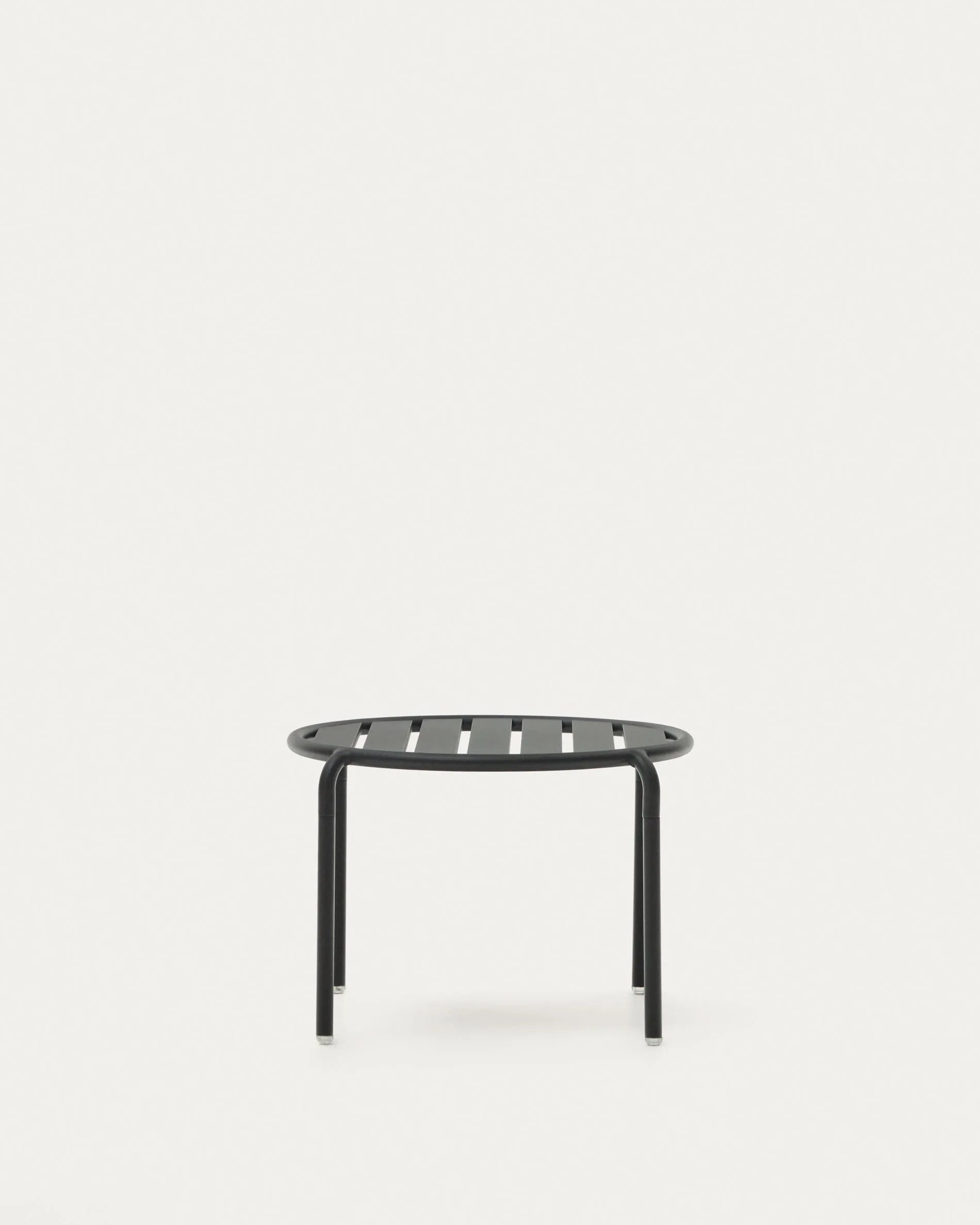 Eleganter Beistelltisch Joncols aus Aluminium, graues Finish, Ø 60 cm. Perfekt für den Garten, langlebig und wetterbeständig.
