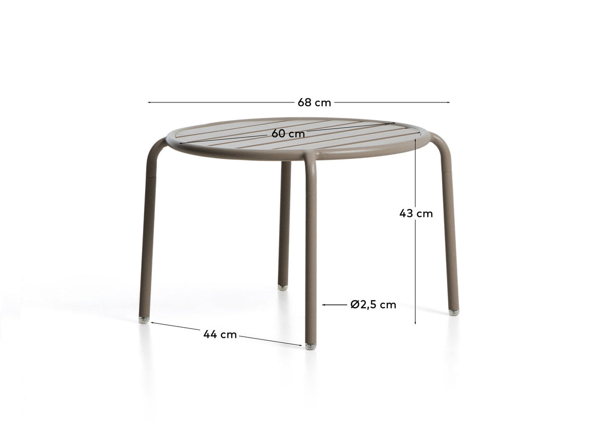 Outdoor-Beistelltisch Joncols aus Aluminium mit taupefarbener Lackierung, Ø 60 cm in Taupe präsentiert im Onlineshop von KAQTU Design AG. Beistelltisch Outdoor ist von Kave Home