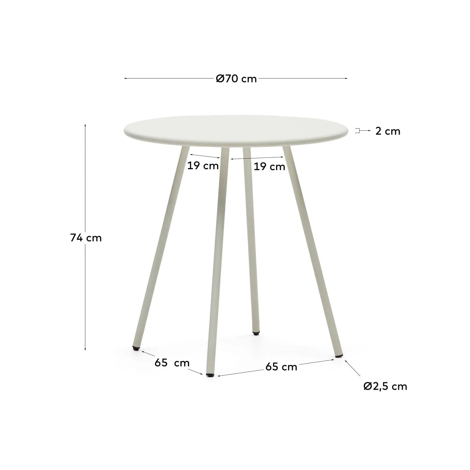 Stilvoller Montjoi Gartentisch Ø 70 cm, robust und wetterfest.