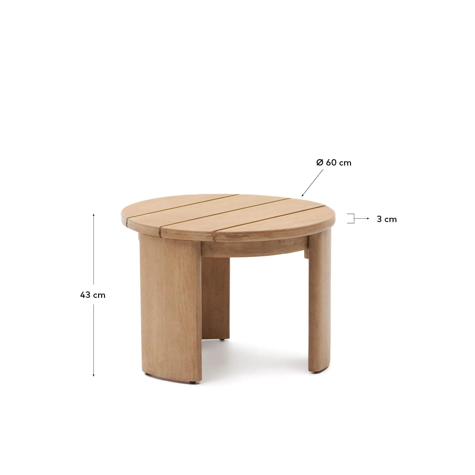 Der Xoriguer Beistelltisch aus FSC-zertifiziertem Eukalyptusholz (Ø 60 cm) vereint Nachhaltigkeit und Stil für moderne Wohnräume.