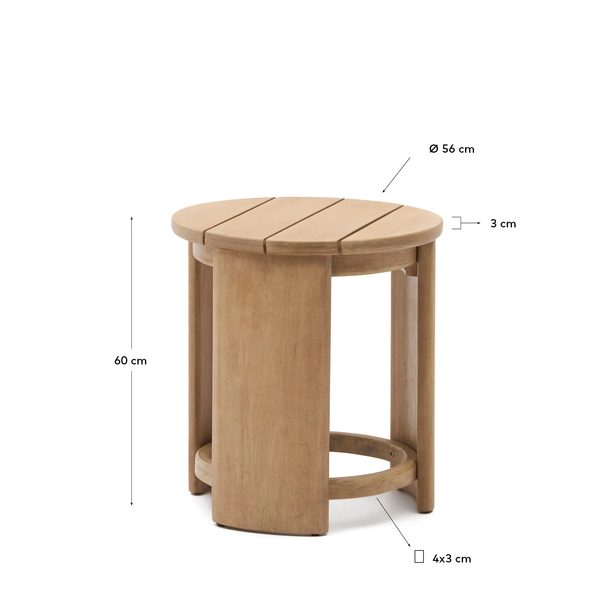 Der Xoriguer Beistelltisch aus 100% FSC-zertifiziertem Eukalyptusholz (Ø 56 cm) von Kave Home bietet nachhaltige Eleganz für Ihr Zuhause.