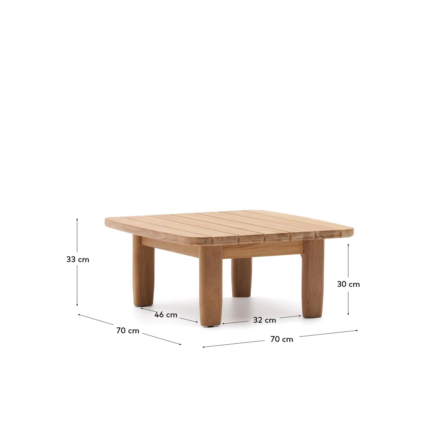 Eleganter Beistelltisch aus FSC-zertifiziertem Teakholz, ideal für stilvolle Outdoor-Bereiche.