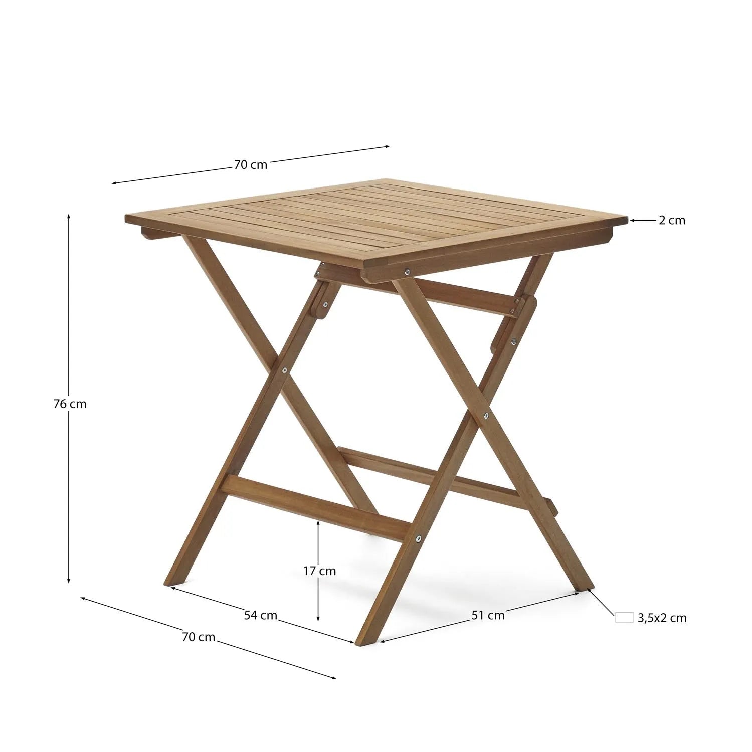 Eleganter Klapptisch aus FSC-zertifiziertem Akazienholz für draußen.