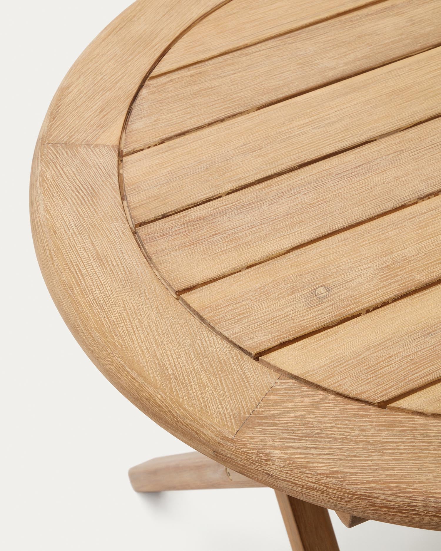 Klapptisch Dandara aus Akazienholz, FSC-zertifiziert, Ø 120 x 60 cm, in natürlicher Optik, ideal für stilvolle und nachhaltige Räume.