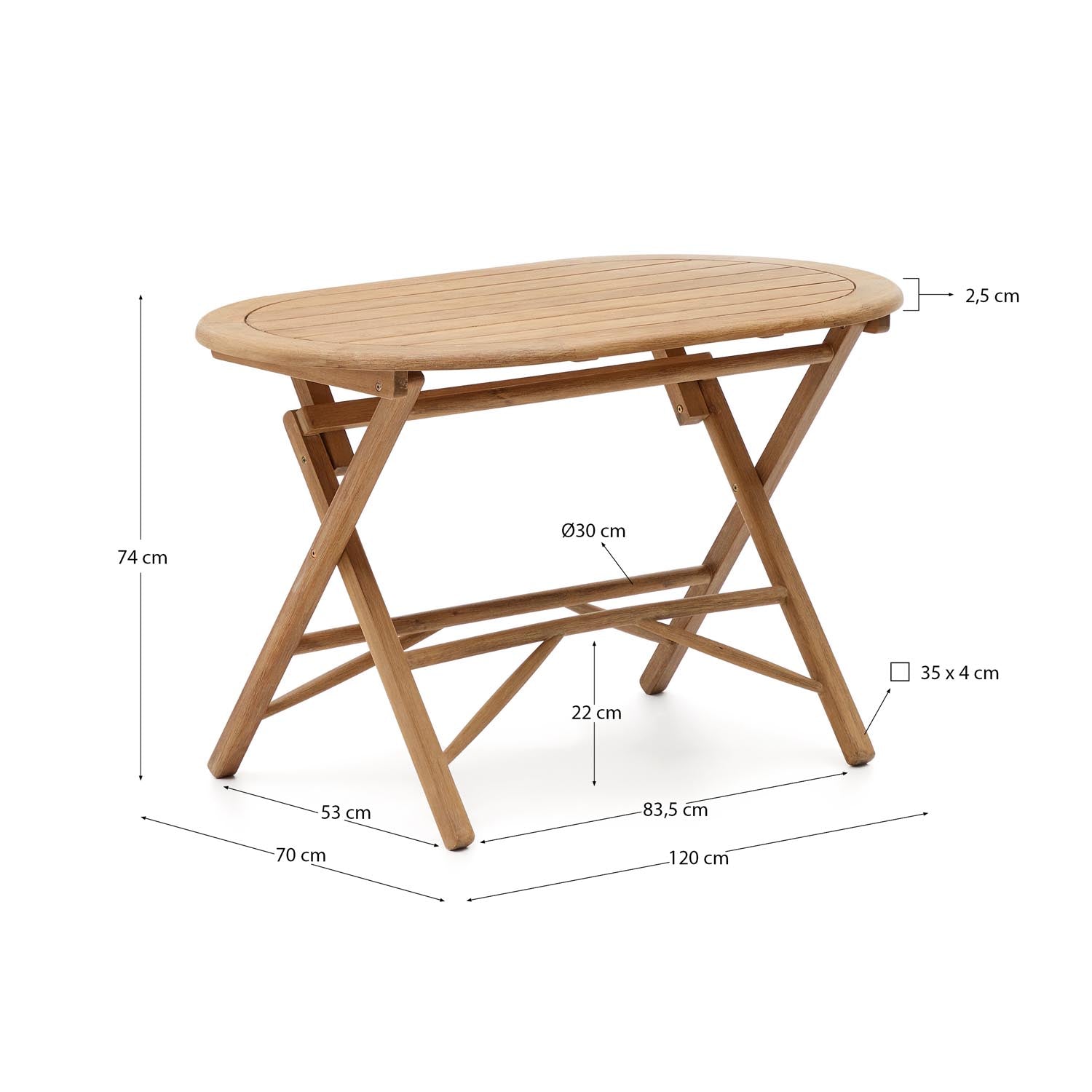 Eleganter Klapptisch aus Akazienholz, robust und wetterfest, ideal für kleine Balkone. FSC-zertifiziert, umweltfreundlich.