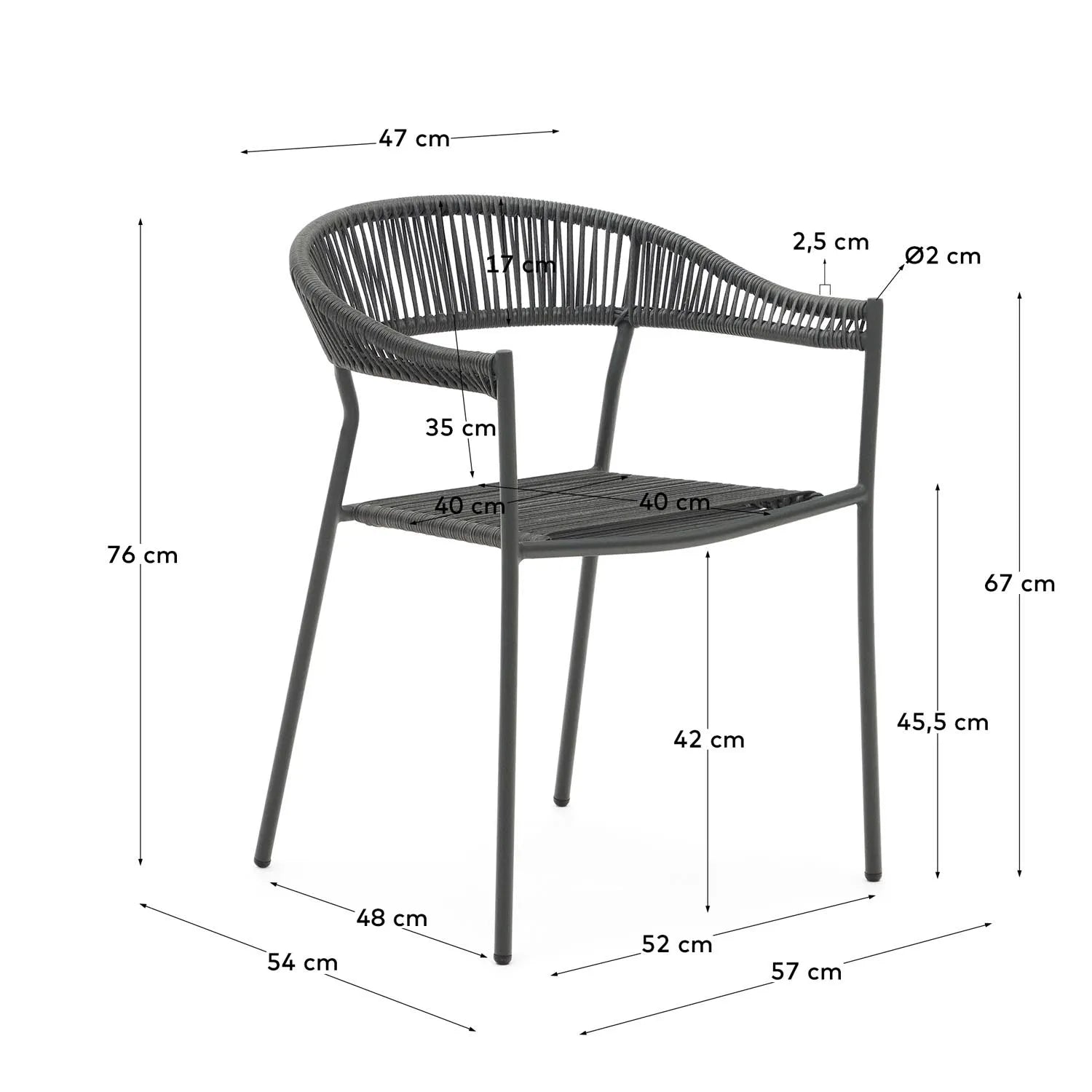 Futadera Gartenstuhl: Eleganz in Grau, robust und platzsparend.