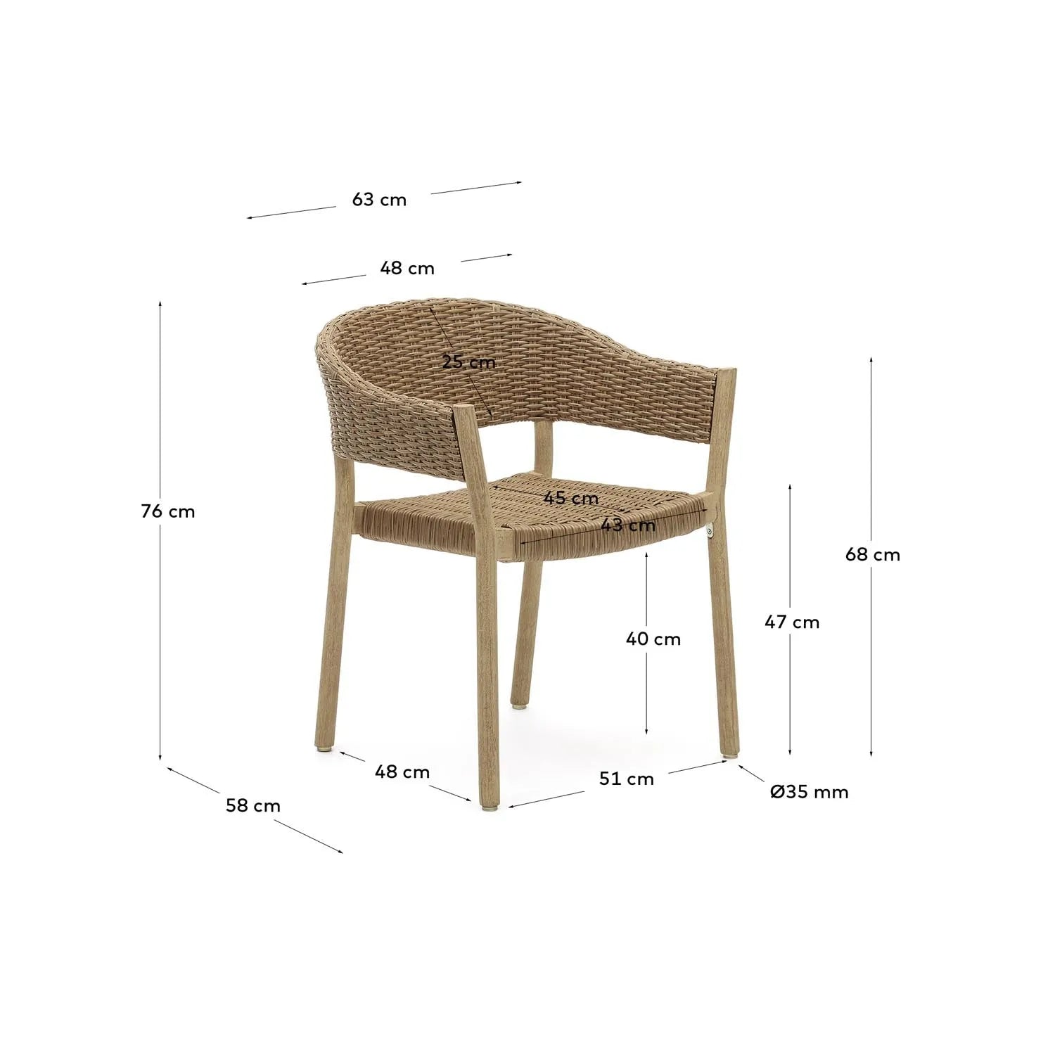 Pola Outdoor-Stuhl: Eukalyptus & Rattan, stapelbar, FSC-zertifiziert.