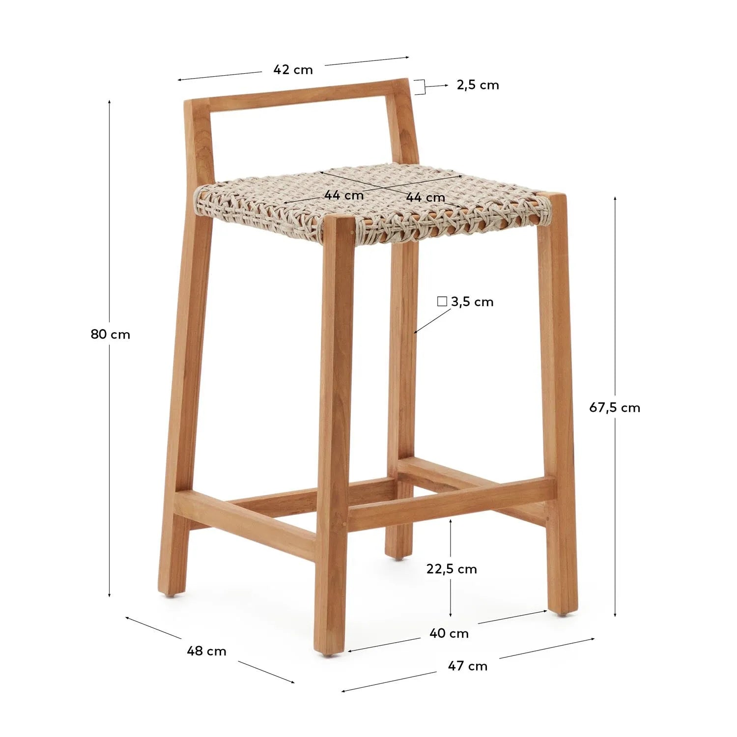 Giverola Teakholz-Hocker 80 cm: Natürliche Eleganz für Ihr Zuhause.