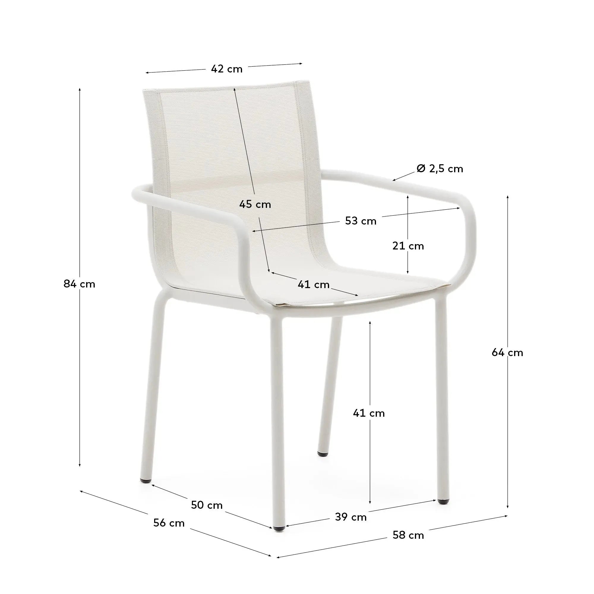 Eleganter Galdana Gartenstuhl aus Aluminium, hellgrau beschichtet, stapelbar und langlebig, ideal für moderne Außenbereiche.