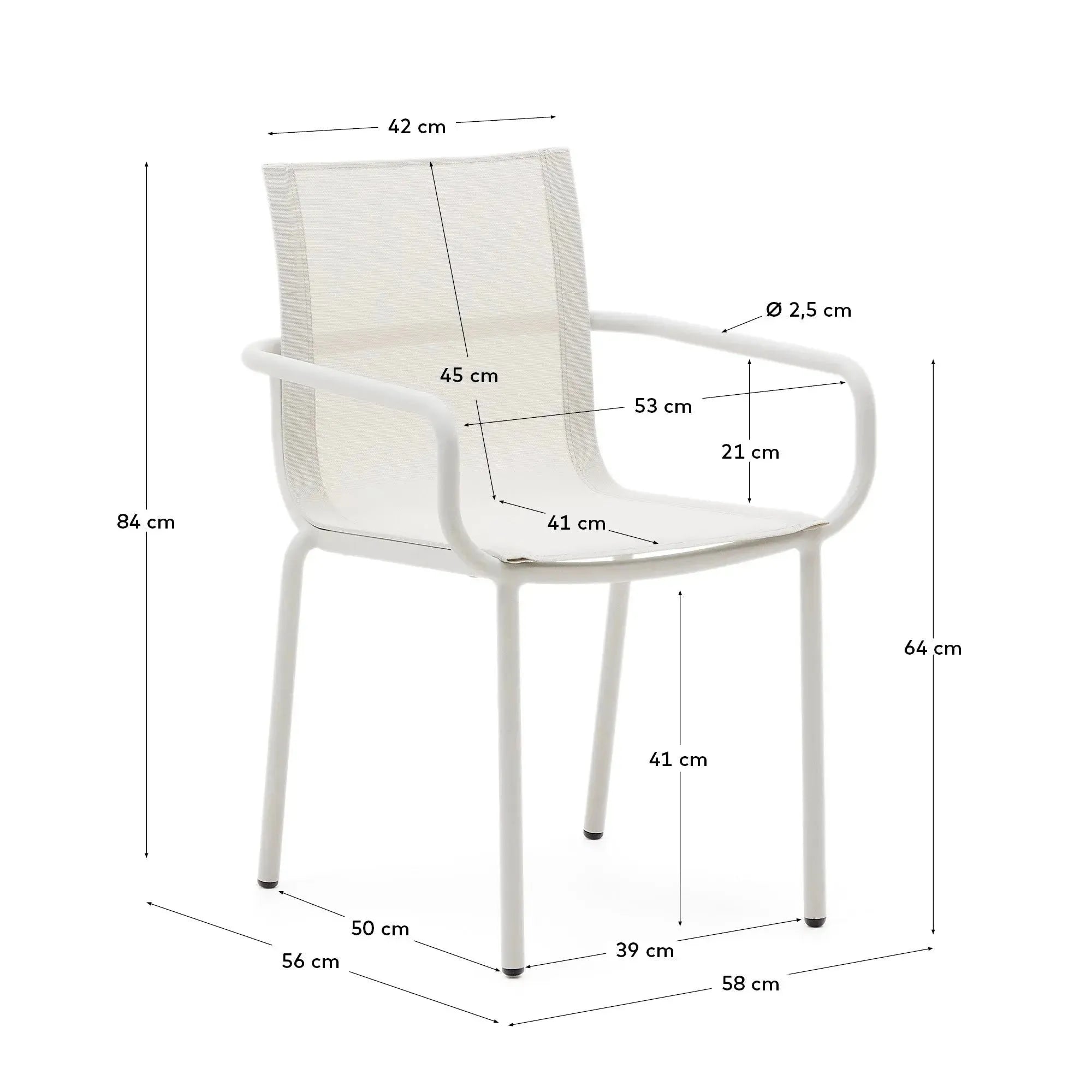 Eleganter Galdana Gartenstuhl aus Aluminium, hellgrau beschichtet, stapelbar und langlebig, ideal für moderne Außenbereiche.