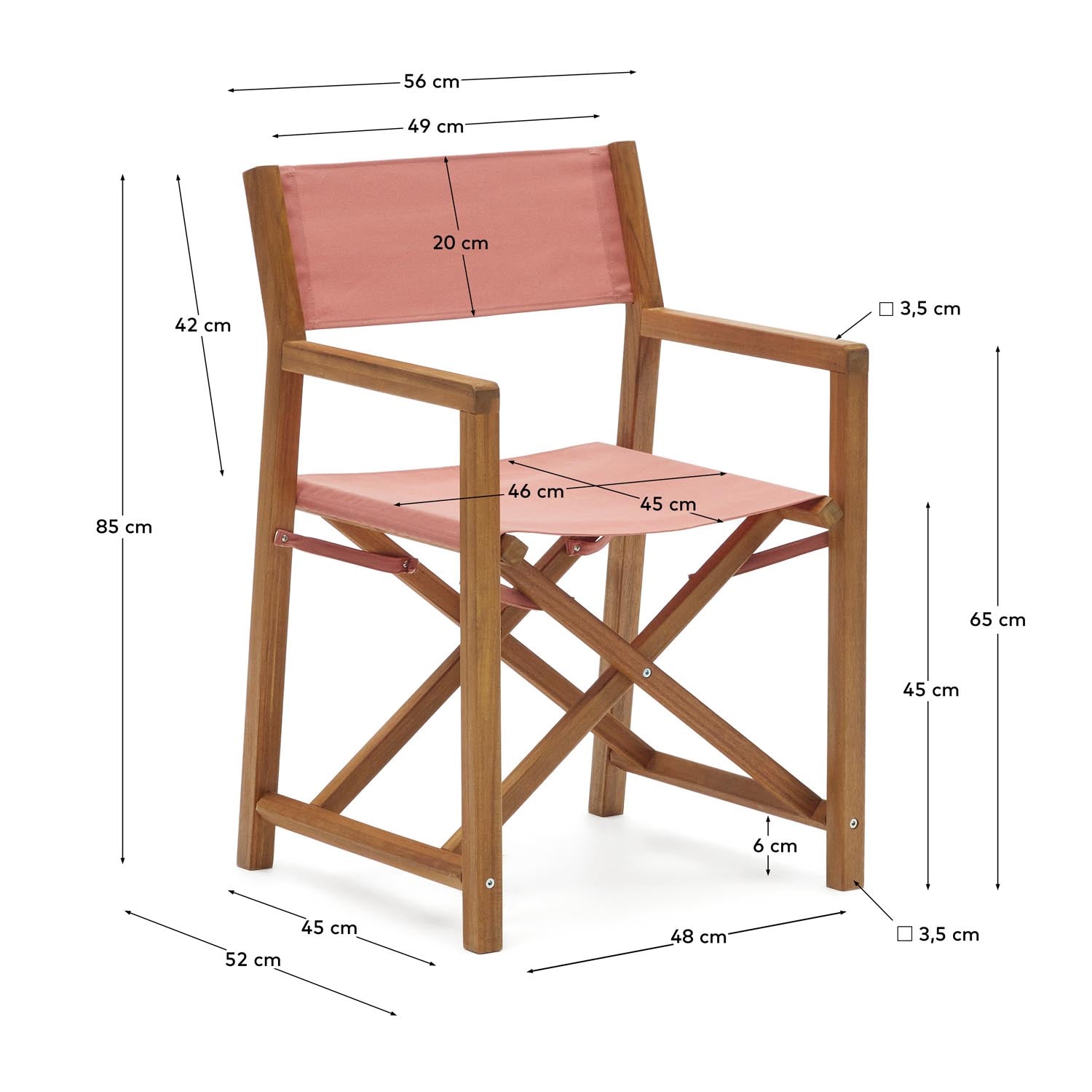 Thianna Outdoorklappstuhl in Terrakotta aus massivem Akazienholz FSC 100% in Terrakotta präsentiert im Onlineshop von KAQTU Design AG. Gartenstuhl mit Armlehnen ist von Kave Home