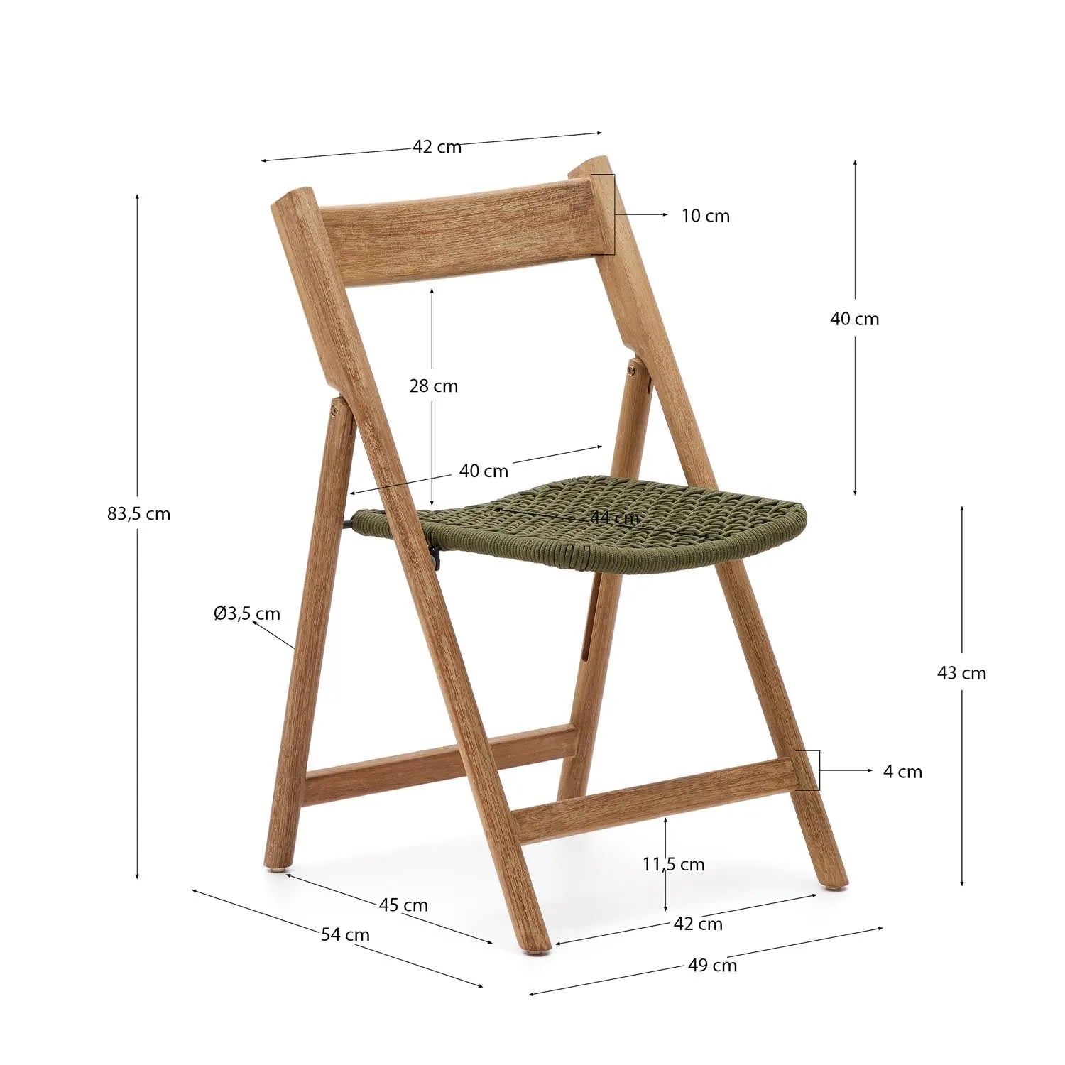 Eleganter Klappstuhl Dandara: Akazienholz trifft auf geflochtenen Sitz.