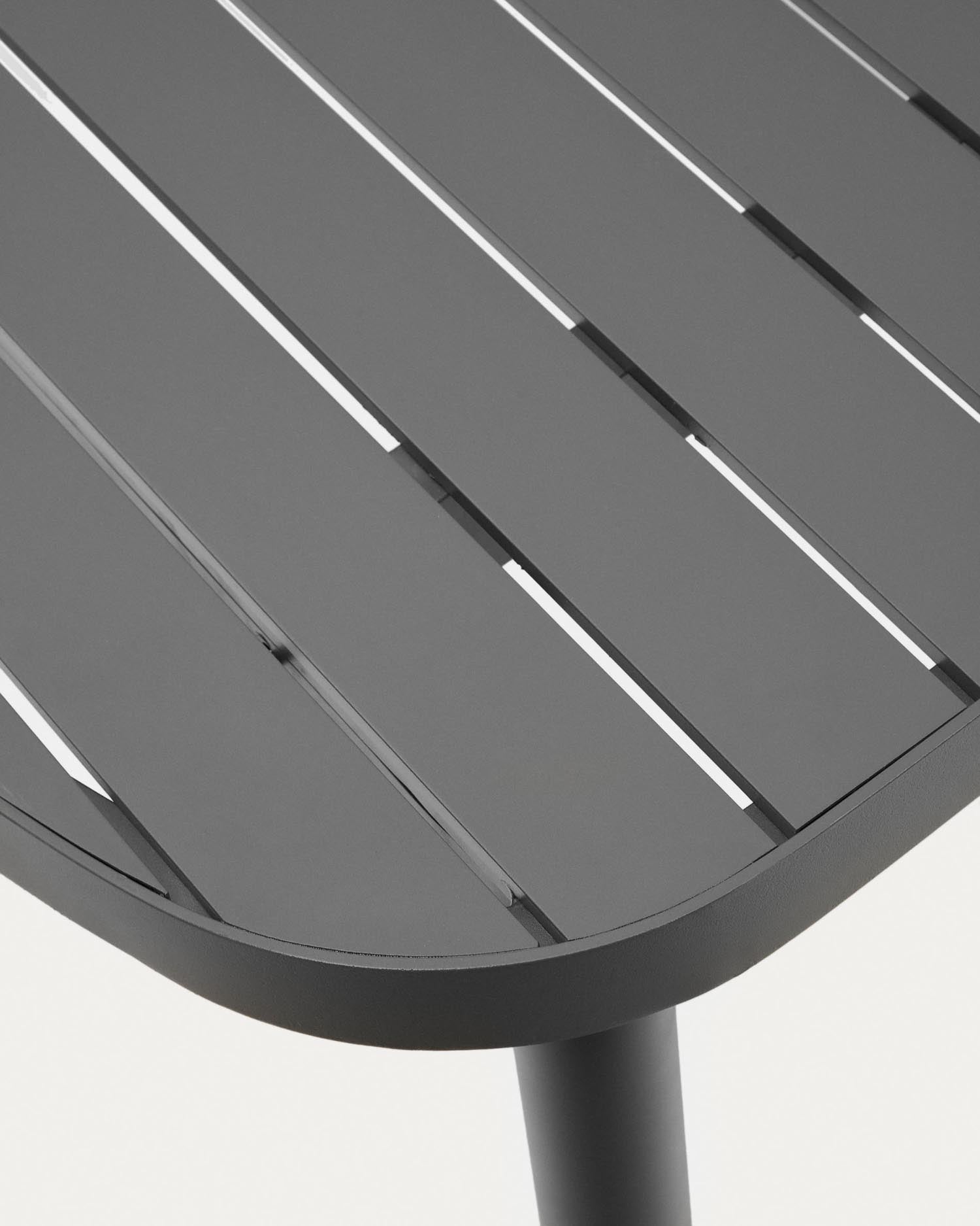 Moderner Gartentisch Joncols aus Aluminium in elegantem Grau, 180 x 90 cm, ideal für stilvolle Außenbereiche.