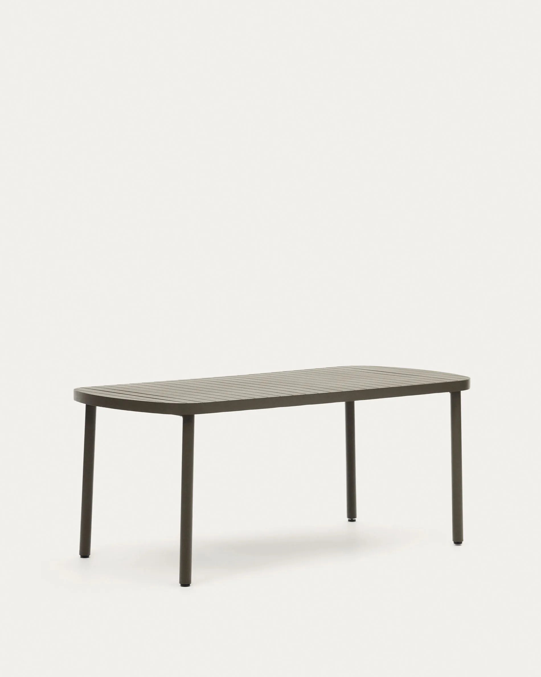 Eleganter Gartentisch Joncols aus grünem Aluminium, 180x90 cm, robust und wetterfest, perfekt für stilvolle Außenbereiche.