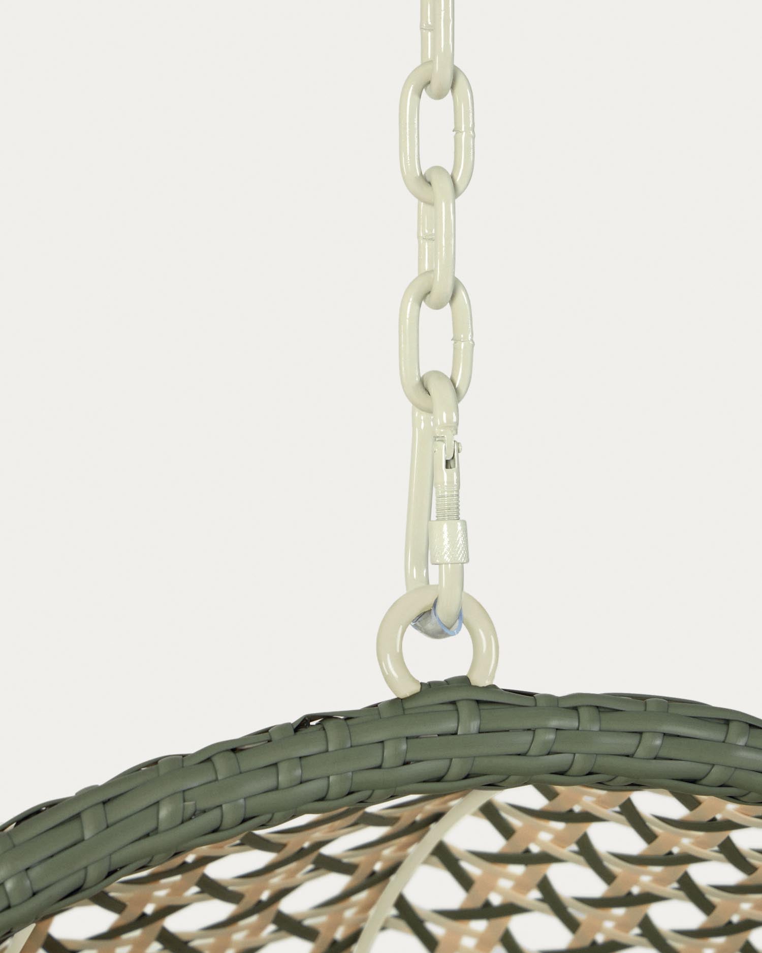 Hängesessel Cira, farbenfroh, mit robustem dunkelgrauem Standfuß. Ideal für modernes Design und entspannte Momente.
