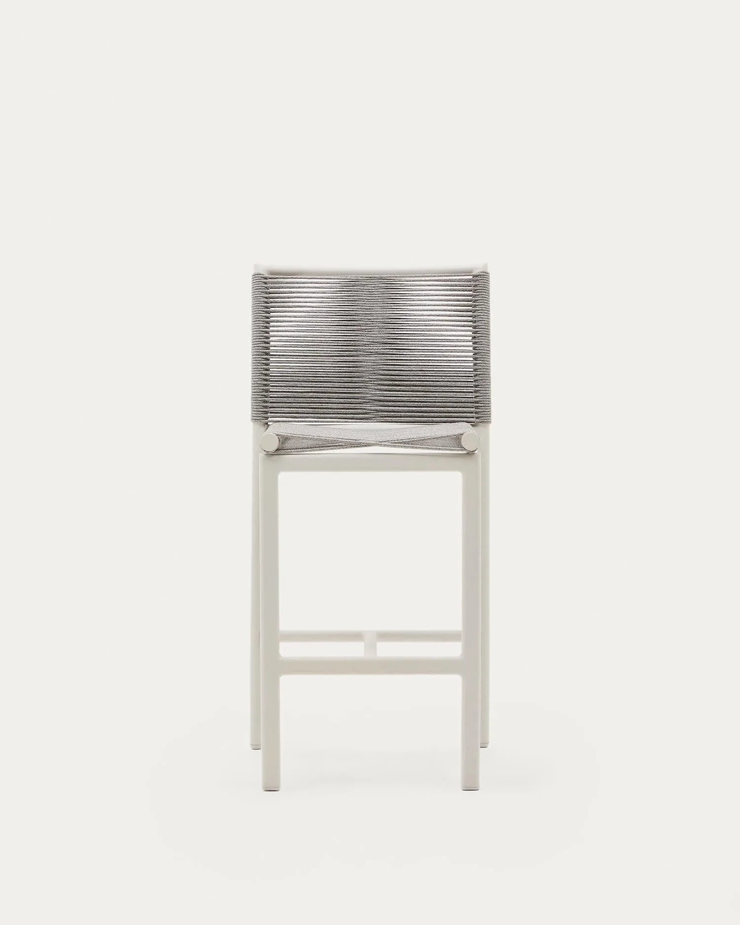 Eleganter Culip Outdoor-Hocker, 65 cm, aus robustem Seil und weißem Aluminium, perfekt für moderne Außenbereiche.