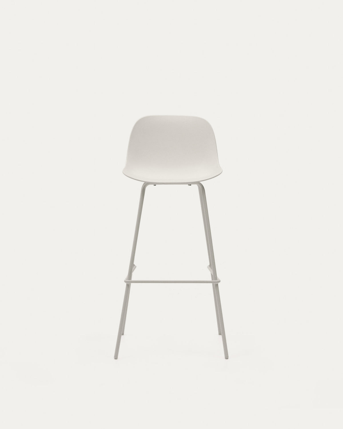 Altea beiger Hocker mit beige lackierten Stahlbeinen 75 cm in Beige präsentiert im Onlineshop von KAQTU Design AG. Outdoor-Barstuhl ist von Kave Home
