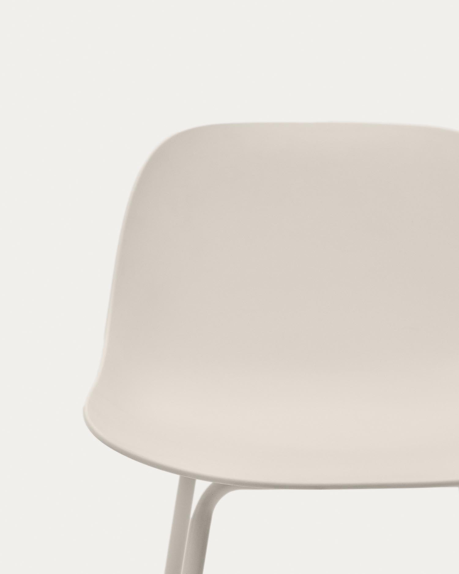 Eleganter Hocker Altea in Beige, 75 cm hoch, mit stabilen, beige lackierten Stahlbeinen – stilvoll und vielseitig einsetzbar.