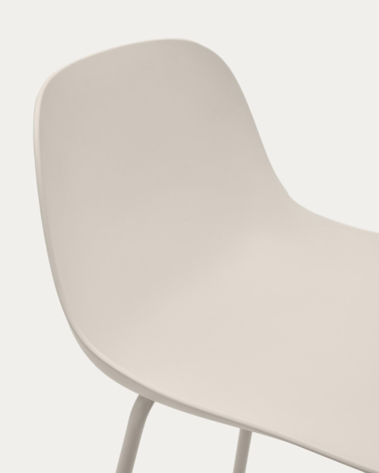 Moderner Hocker Altea in Beige, 75 cm hoch, mit robusten, beige lackierten Stahlbeinen – ideal für stilvolle Wohnräume.