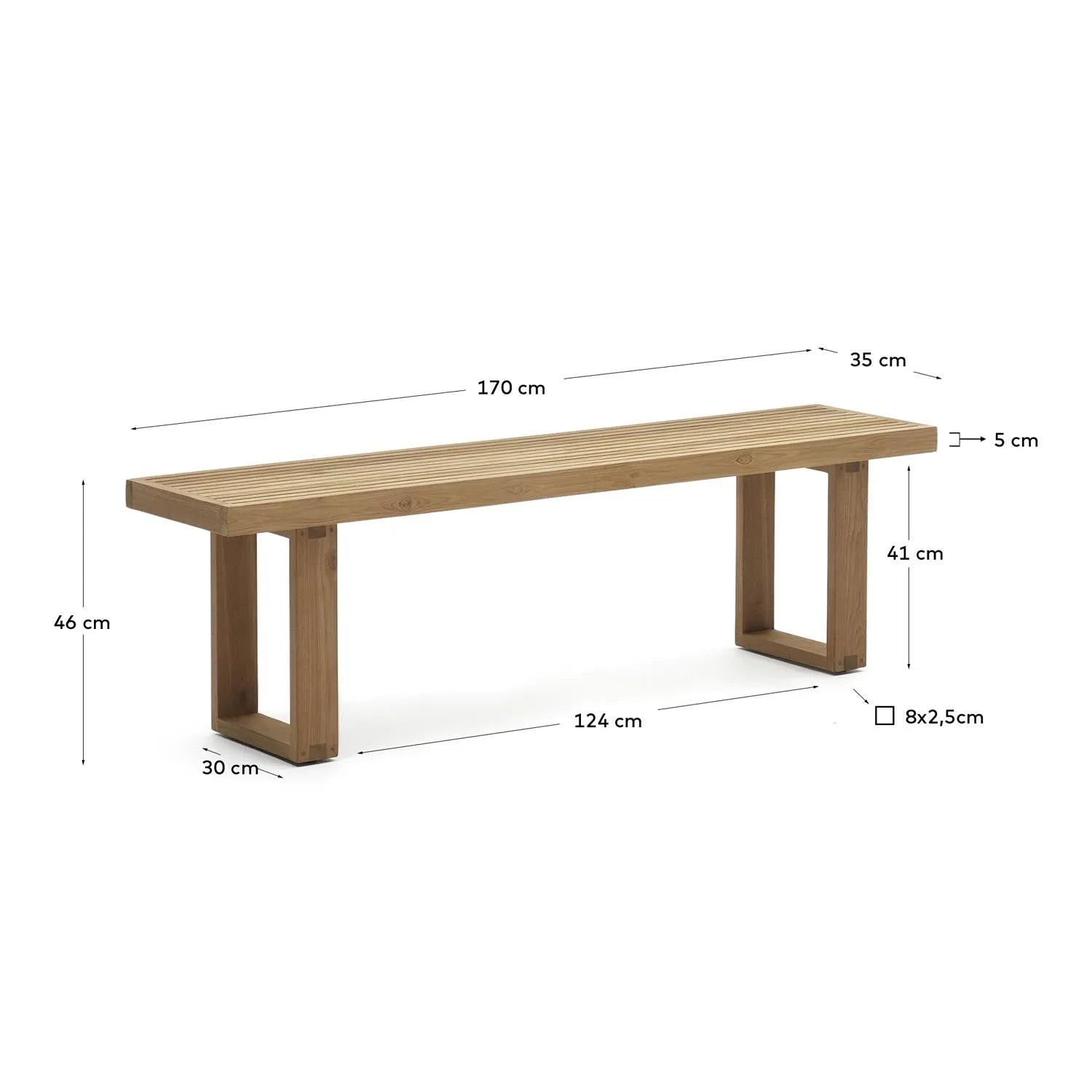 Canadell Teakbank 170 cm: Zeitloses Design aus recyceltem Holz.