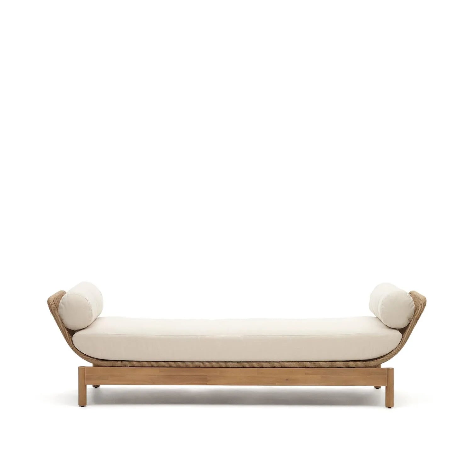 Elegantes Catalina Daybed: Akazienholz FSC 100%, handgeflochtenes Seil in Beige, ideal für stilvolle Außenbereiche.