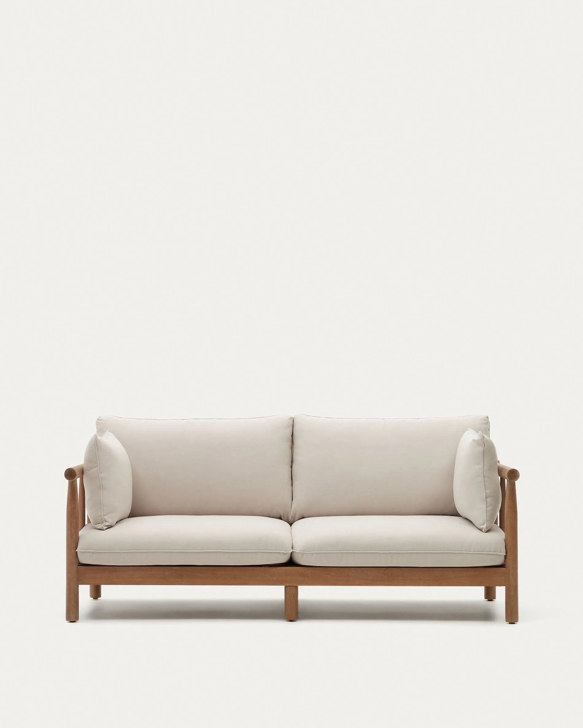 Elegantes 2-Sitzer-Sofa aus FSC-zertifiziertem Eukalyptusholz, ideal für stilvolle und nachhaltige Outdoor-Gestaltung.