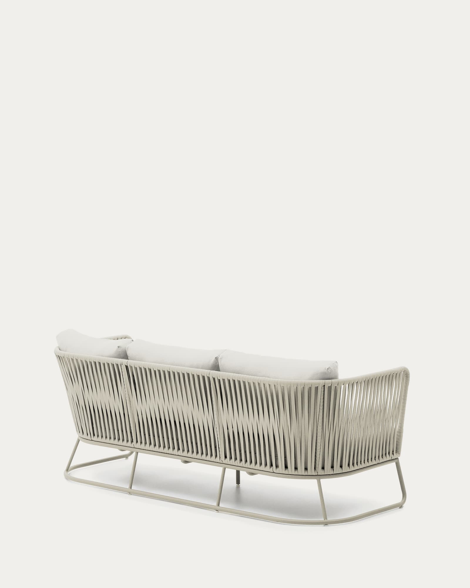 Elegantes 3-Sitzer-Outdoor-Sofa aus grauem Seil und verzinktem Stahl, 189 cm, ideal für stilvolle Außenbereiche.