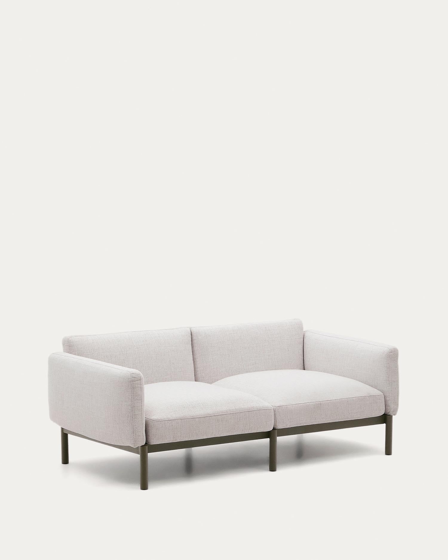 Modulares 2-Sitzer-Sofa Sorells aus grünem Aluminium, wetterfest und stilvoll, ideal für moderne Außenbereiche.