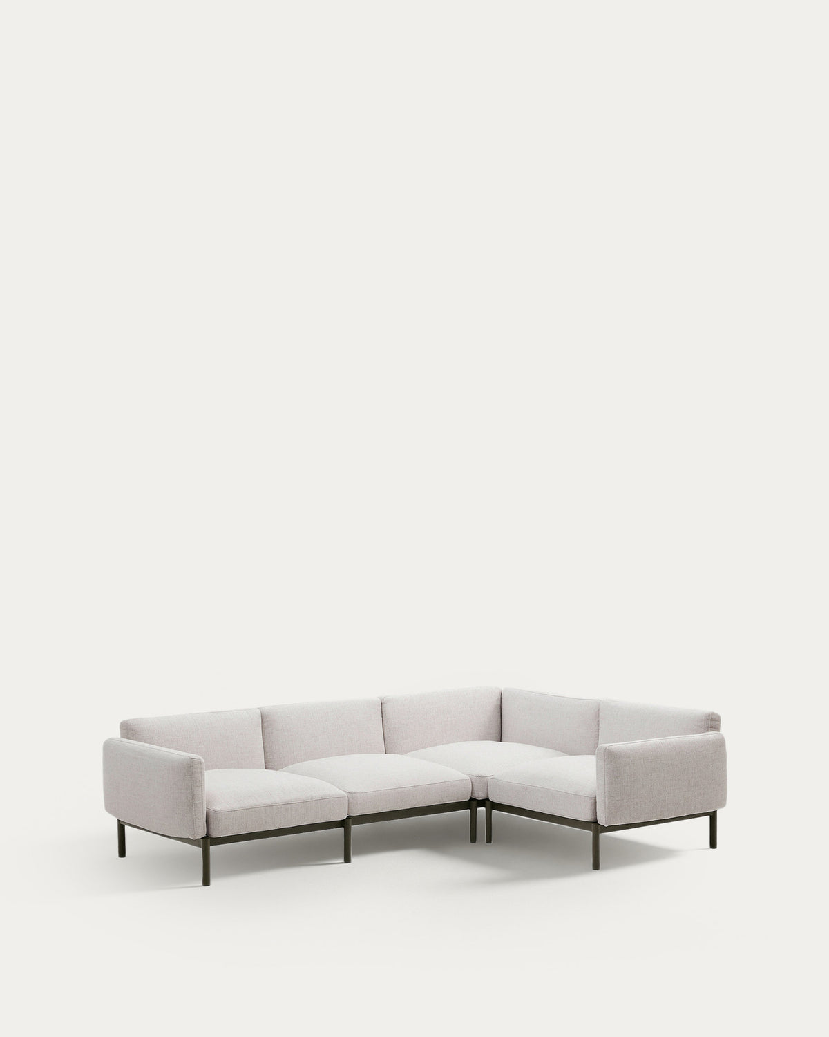 Canapé d'angle modulable 5 places pour extérieur Sorells revêtement beige et aluminium vert 276x