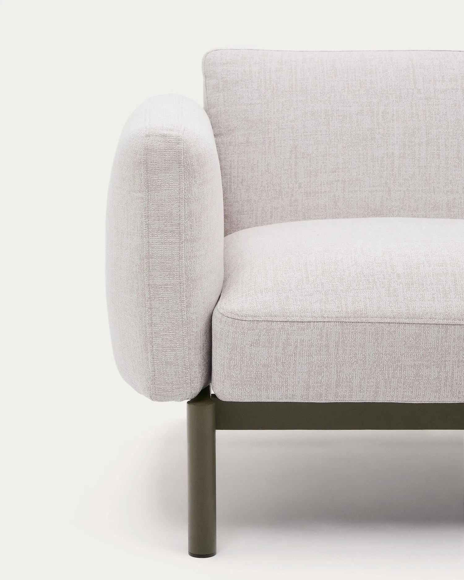 Elegantes modulares Ecksofa für 5 Personen, beige Polster, grünes Aluminium, ideal für den Außenbereich und vielseitig kombinierbar.