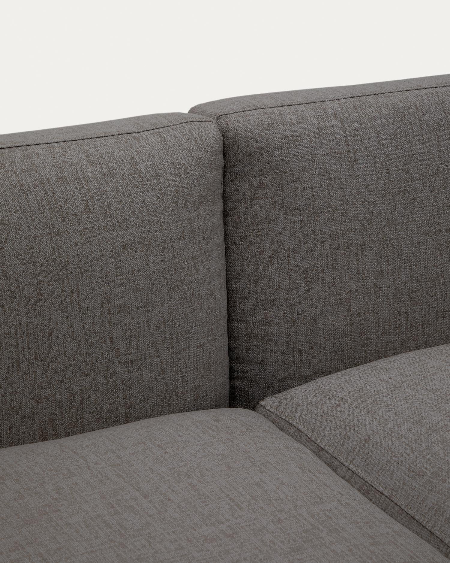 Elegantes 5-Sitzer-Ecksofa für draußen, modular, graue Polster, Aluminiumrahmen, Maße 276x191,5 cm, modern und komfortabel.