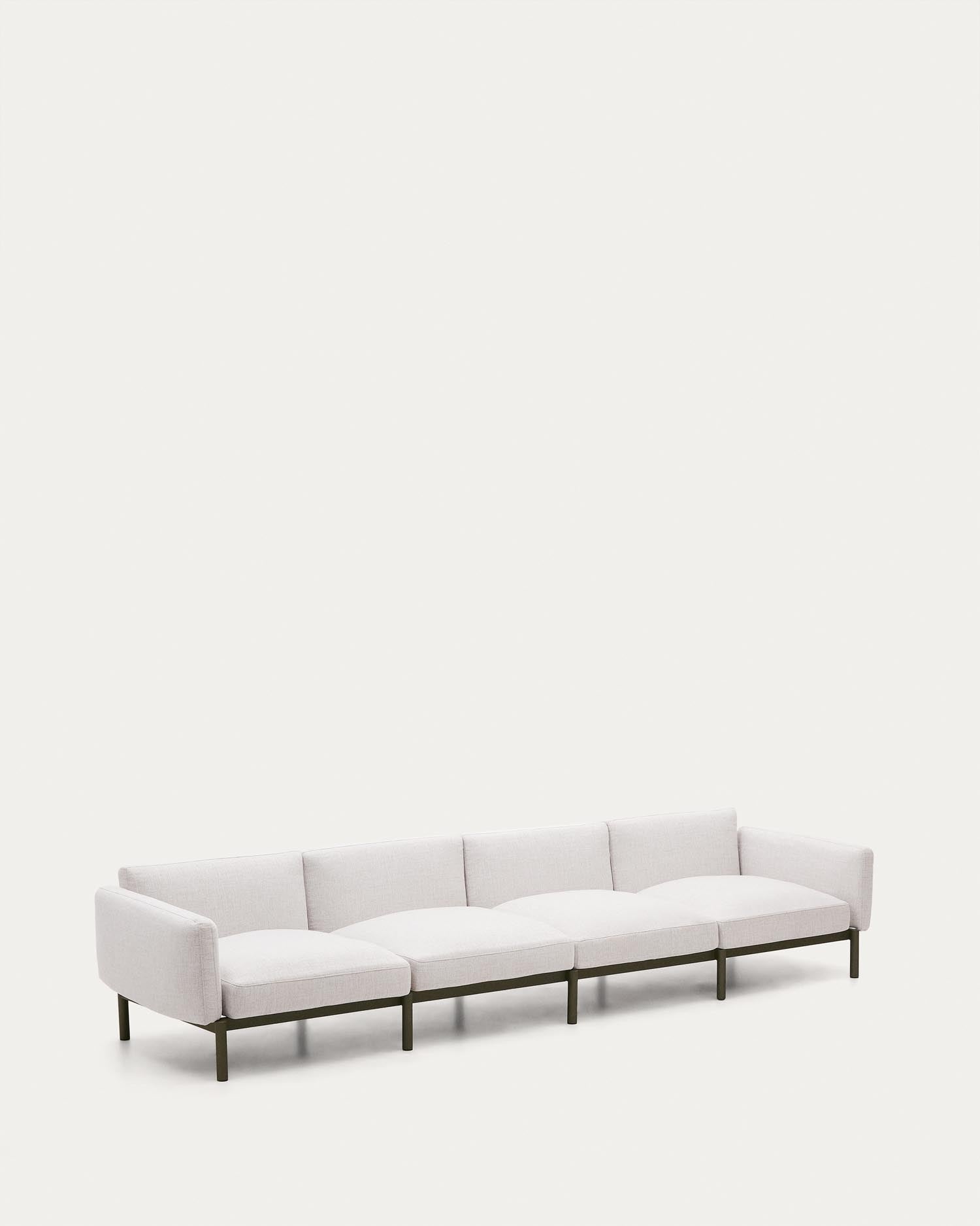 Modulares 4-Sitzer-Sofa Sorells aus Aluminium in Grün, perfekt für den Außenbereich, modern, robust und wetterfest.