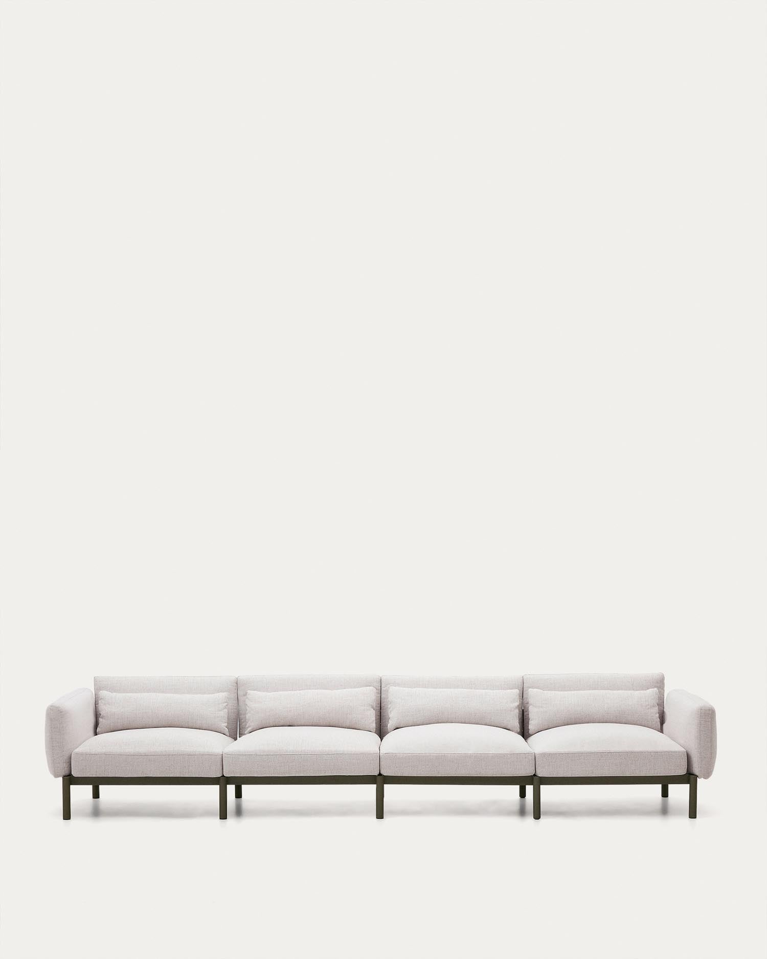 Elegantes, grünes 4-Sitzer-Sofa aus Aluminium für den Außenbereich, modular und witterungsbeständig.