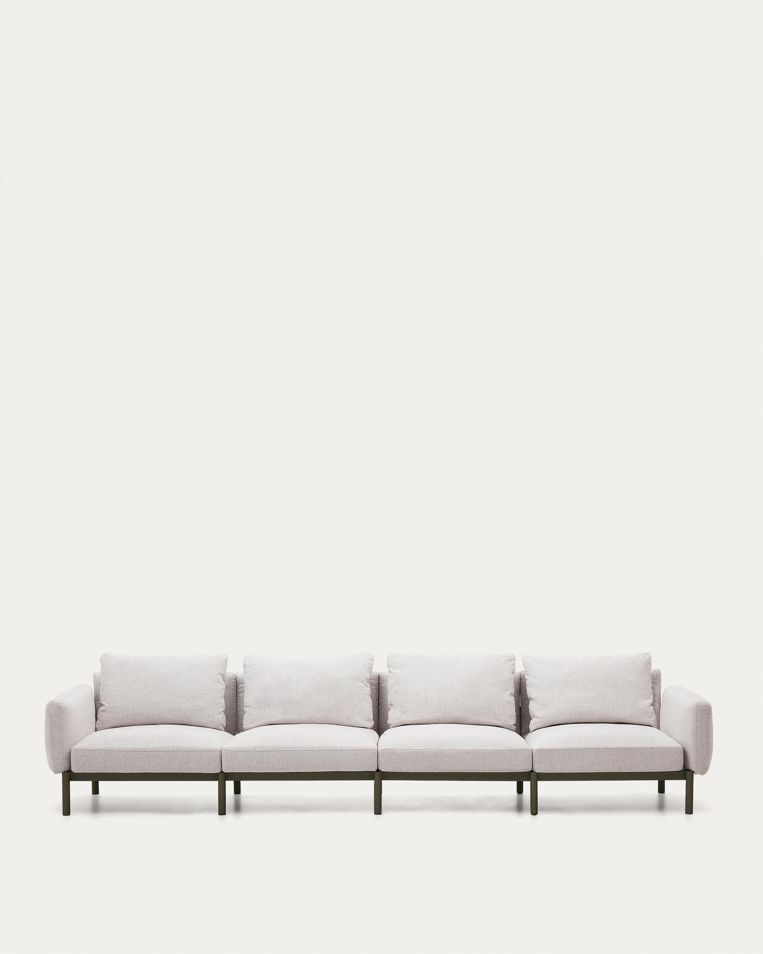 Elegantes, grünes 4-Sitzer-Sofa aus Aluminium für den Außenbereich, modular und witterungsbeständig.