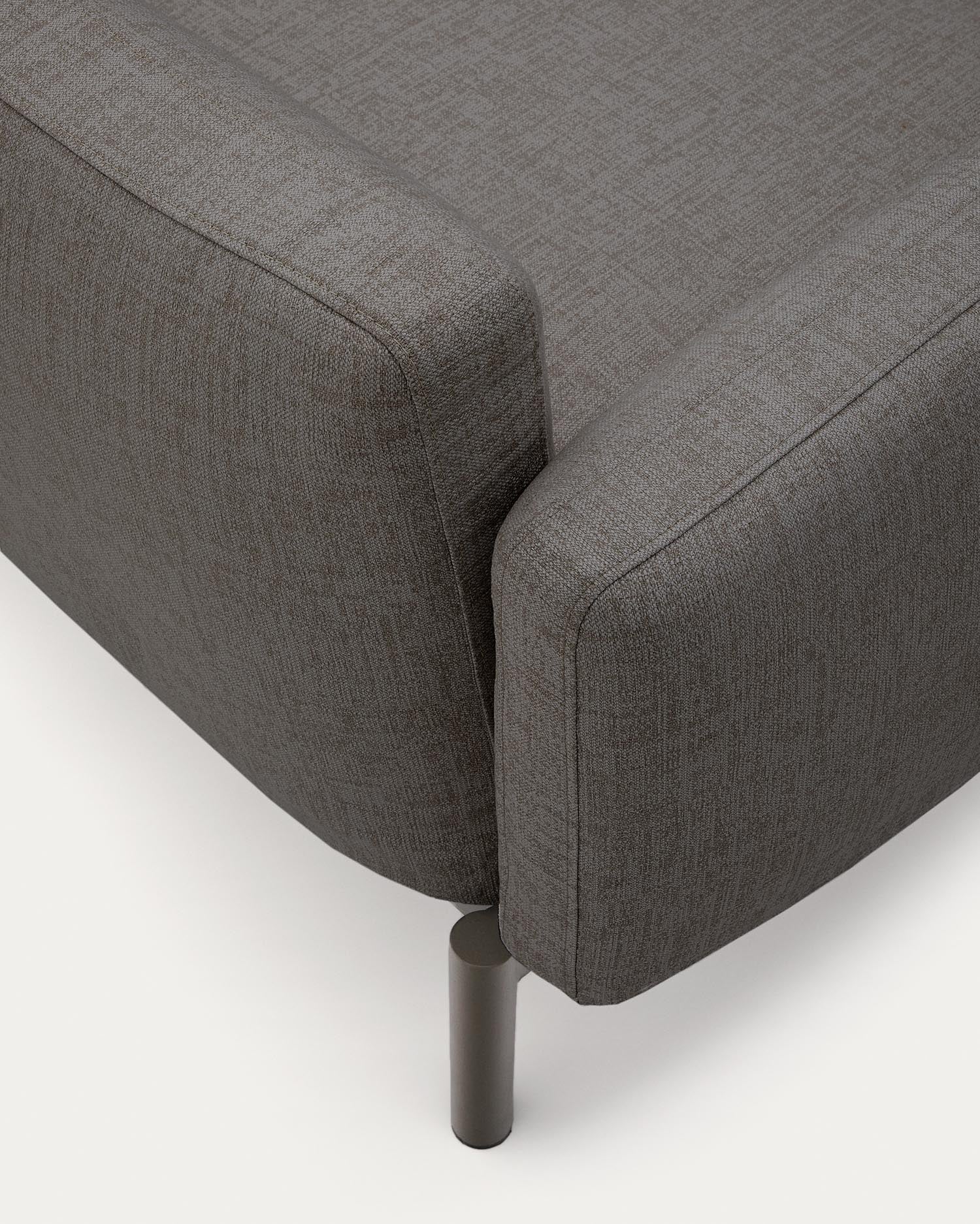 Elegantes 4-Sitzer-Sofa Sorells aus grauem Aluminium, modular und wetterfest, perfekt für stilvolle Außenbereiche.