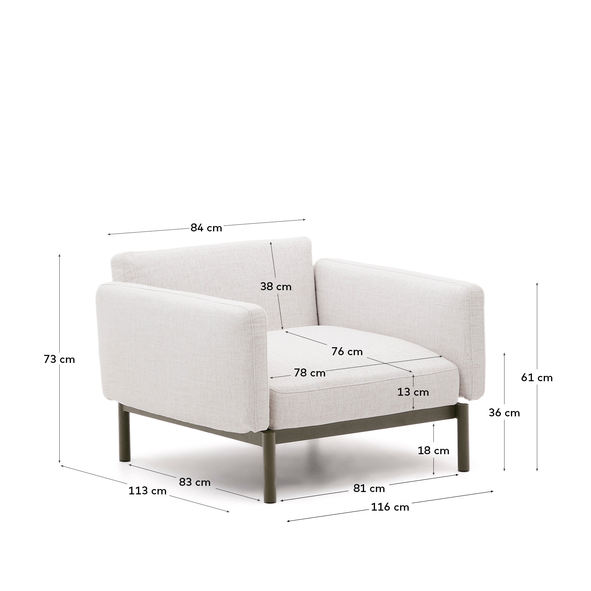 Der grüne Sorells Sessel von Kave Home vereint modernes Design mit Flexibilität und Komfort für Ihren Außenbereich.