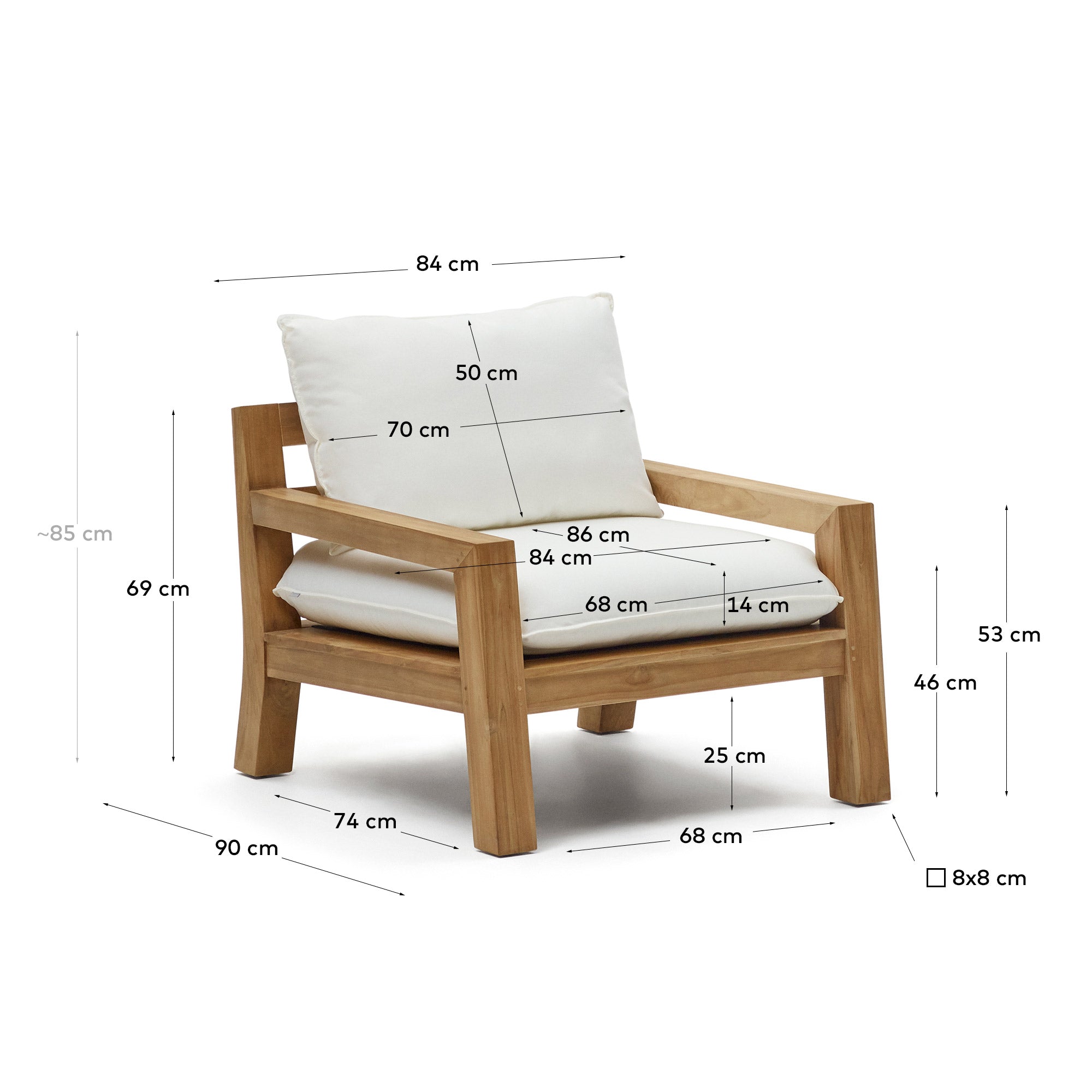 Eleganter Teakholz-Sessel von Kave Home: Robust, wetterfest und stilvoll für drinnen und draußen. Zeitloser Komfort.